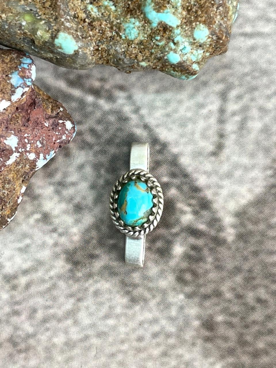 Handmade Sterling Silver Kingman Turquoise Watch Charms with Signed Nizhoni