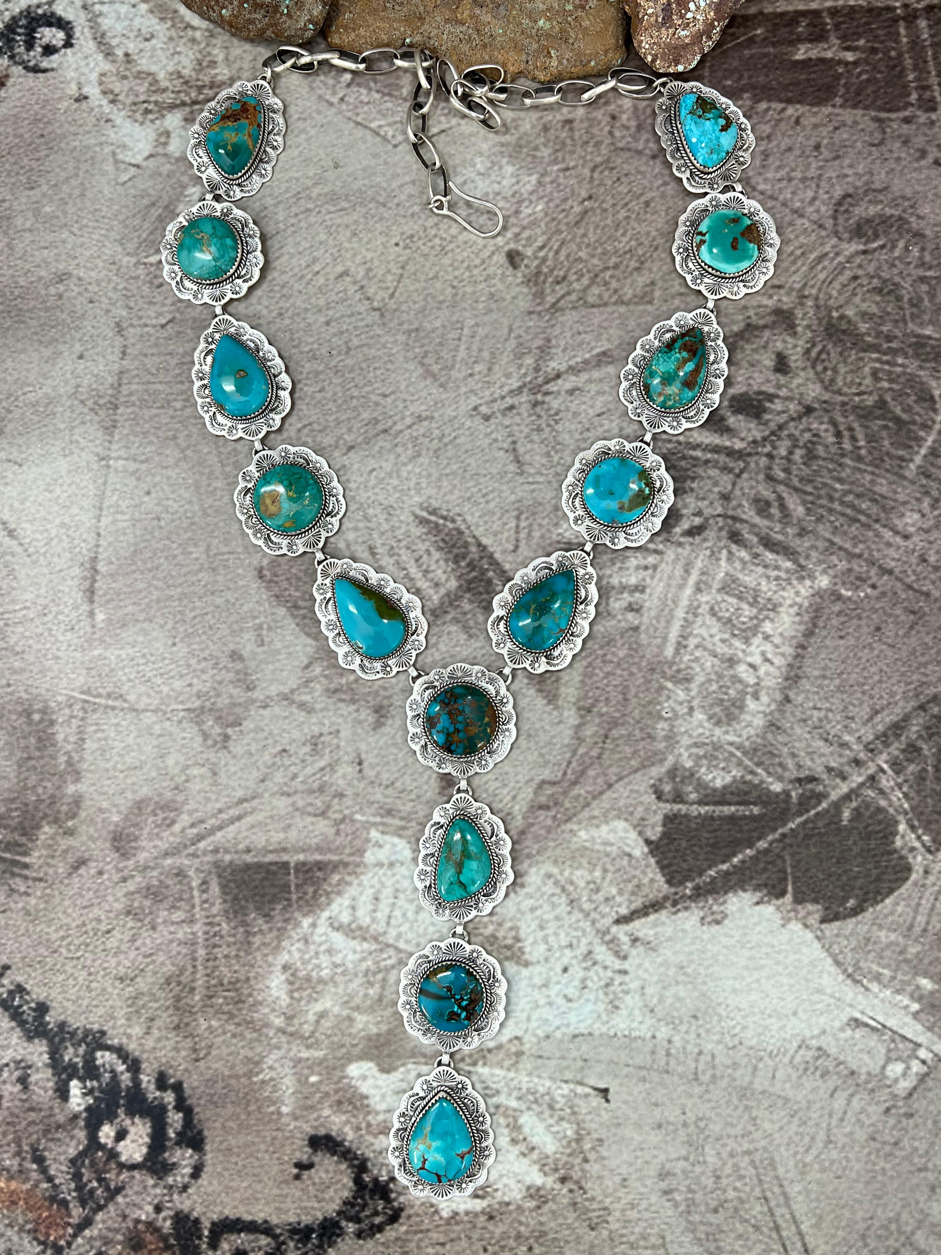 Handmade Sterling Silver Hardy Pit Lariat Necklace with Signed Nizhoni