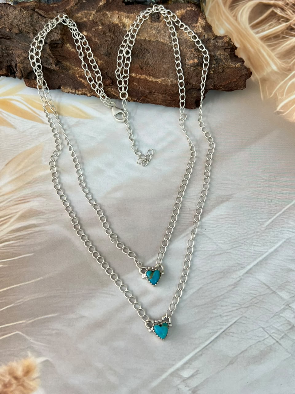 Handmade Sterling Silver Kingman Turquoise Layered Necklace