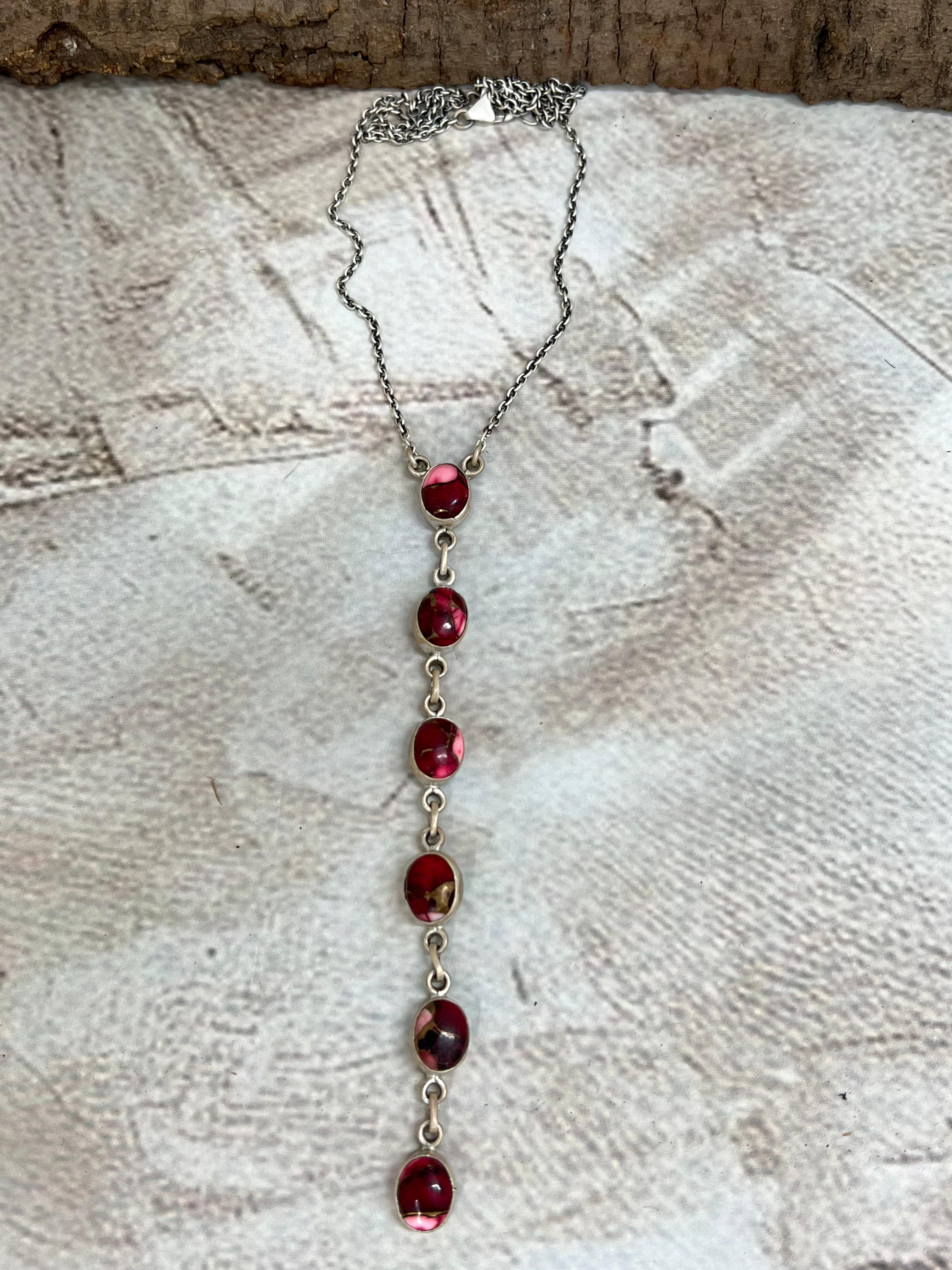 Handmade Sterling Silver Dahlia Rose Necklace with Signed Nizhoni