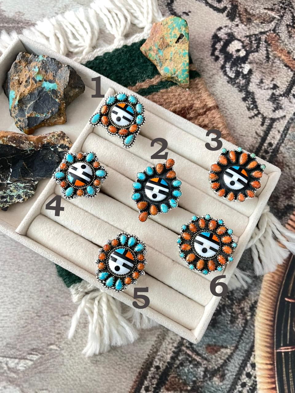 Handmade Sterling Silver Turquoise and MOP adjustable Ring "Signed Nizhoni"