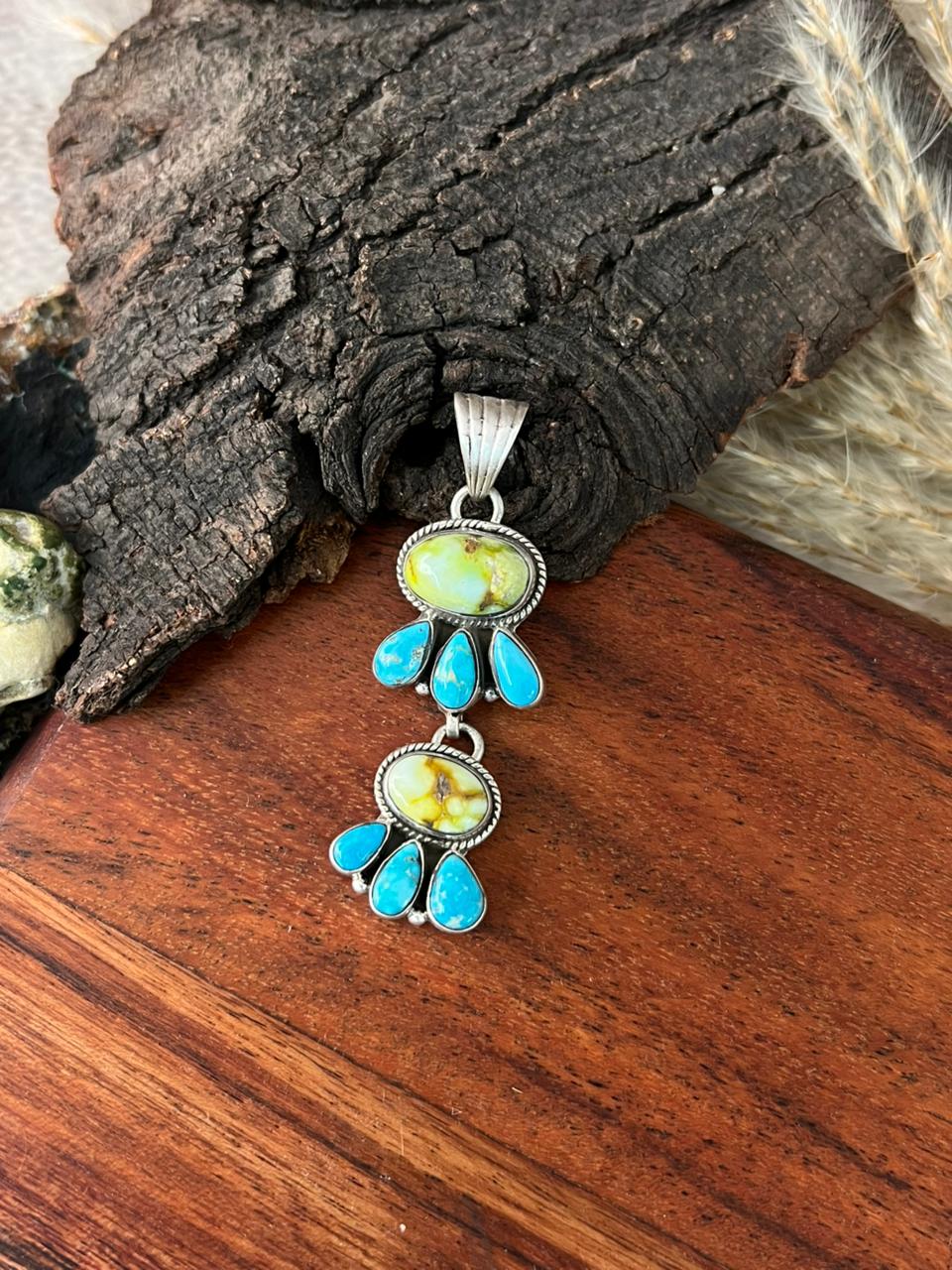 Handmade Sterling Silver Sierra Bella with Palomino Turquoise Collection: Pendant "Signed Nizhoni"