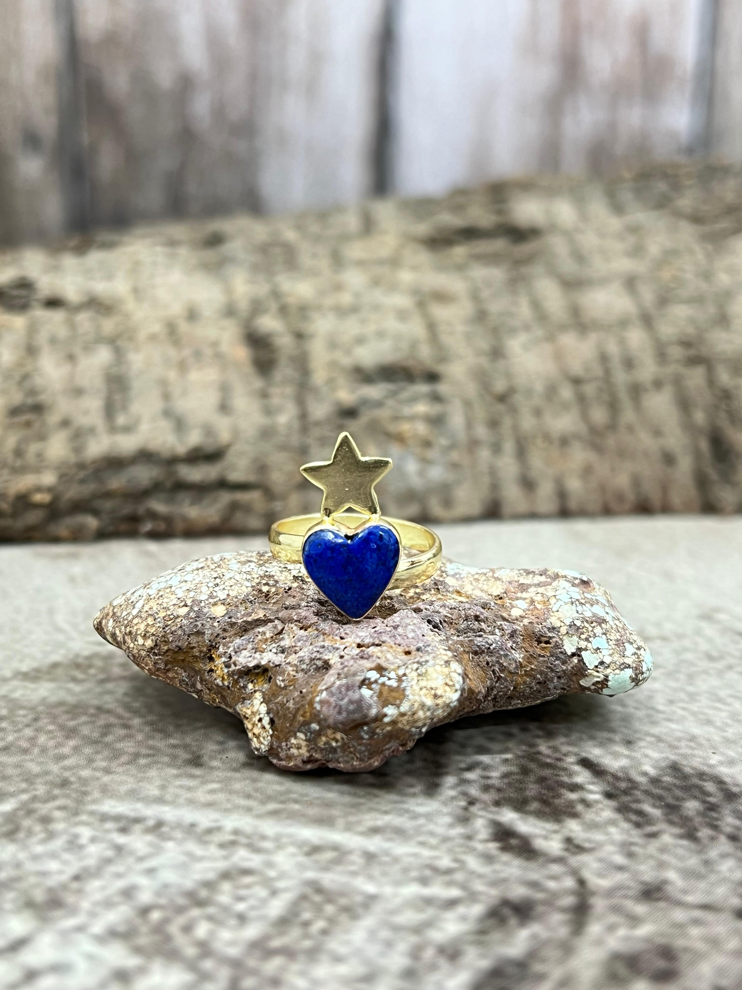 “The Golden Collection” Natural Lapis Adjustable Ring