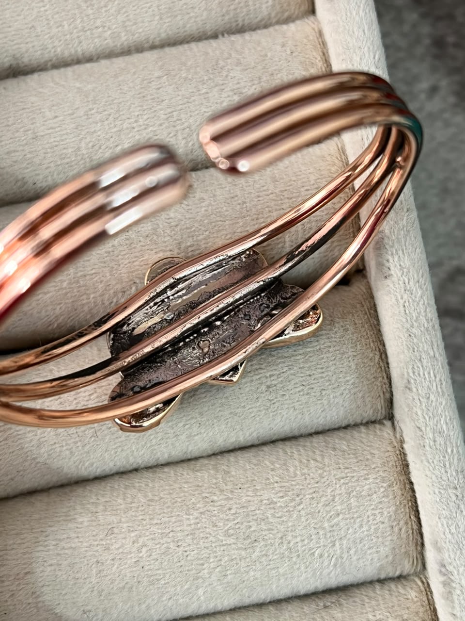 Handmade Golden Hills and White Water Turquoise Copper Collection: Cuff Bracelet