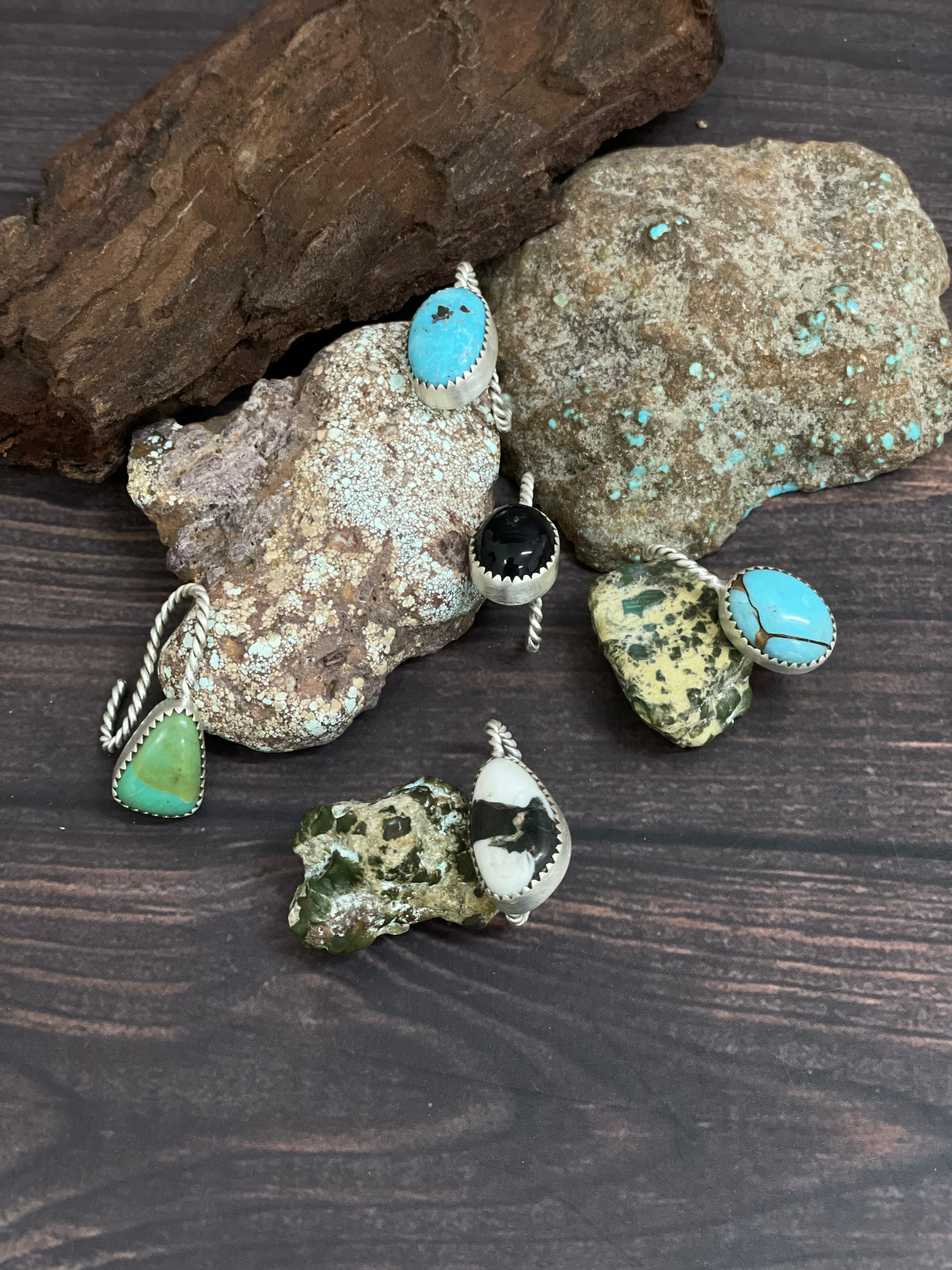 Handmade Sterling Silver Multi Stone Hat Pin Signed Nizhoni