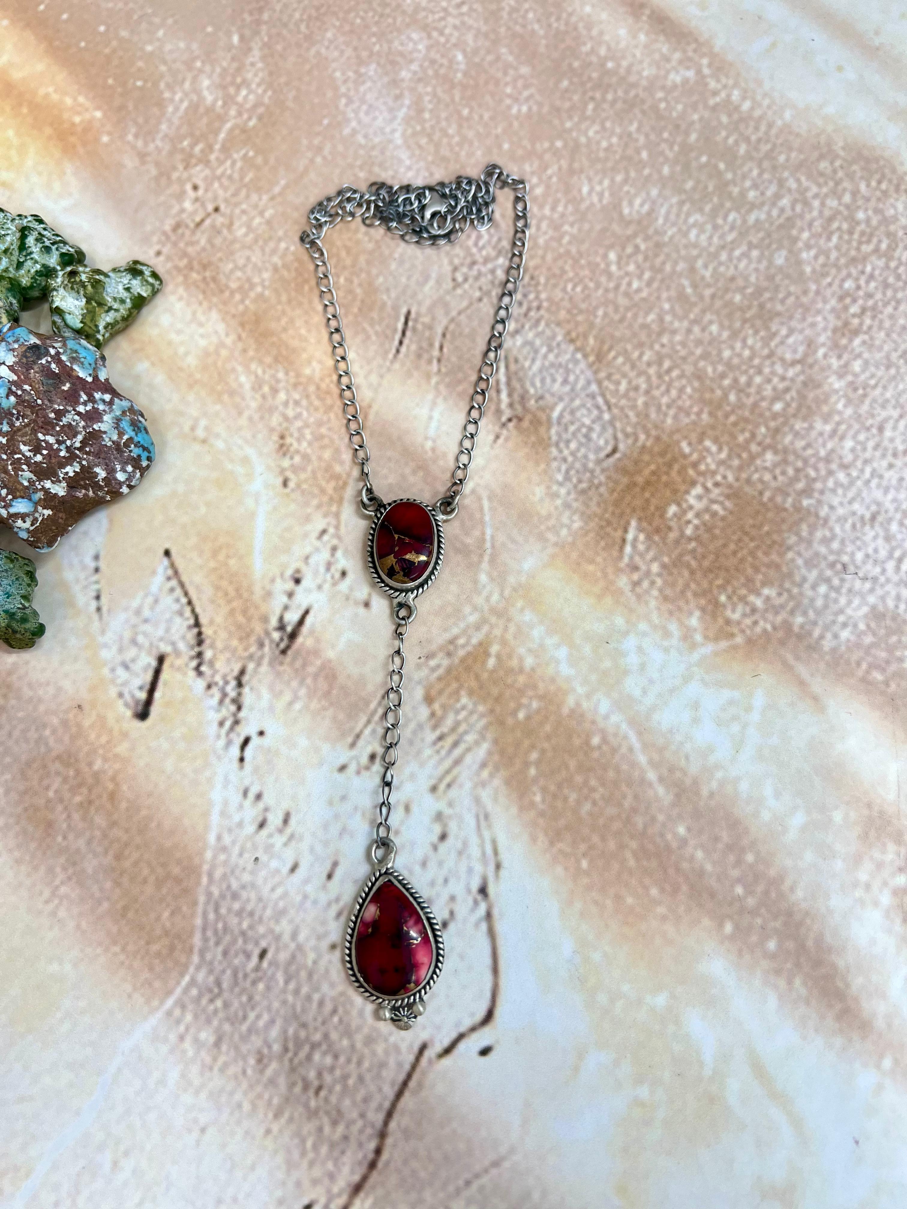 Handmade Sterling Silver Dahlia Rose Necklace with Signed Nizhoni