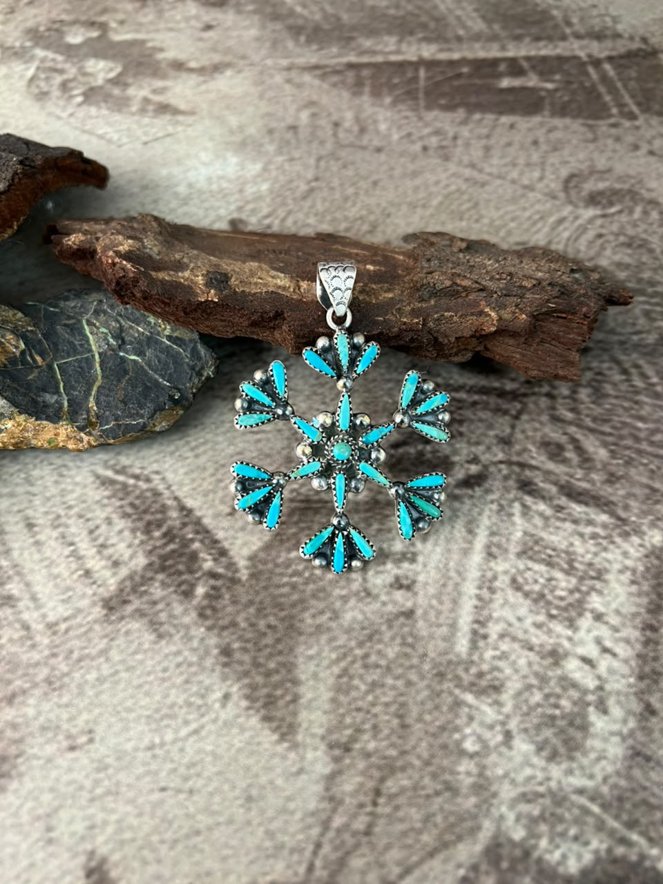 Handmade Sterling Silver Kingman Turquoise Pendant Signed Nizhoni