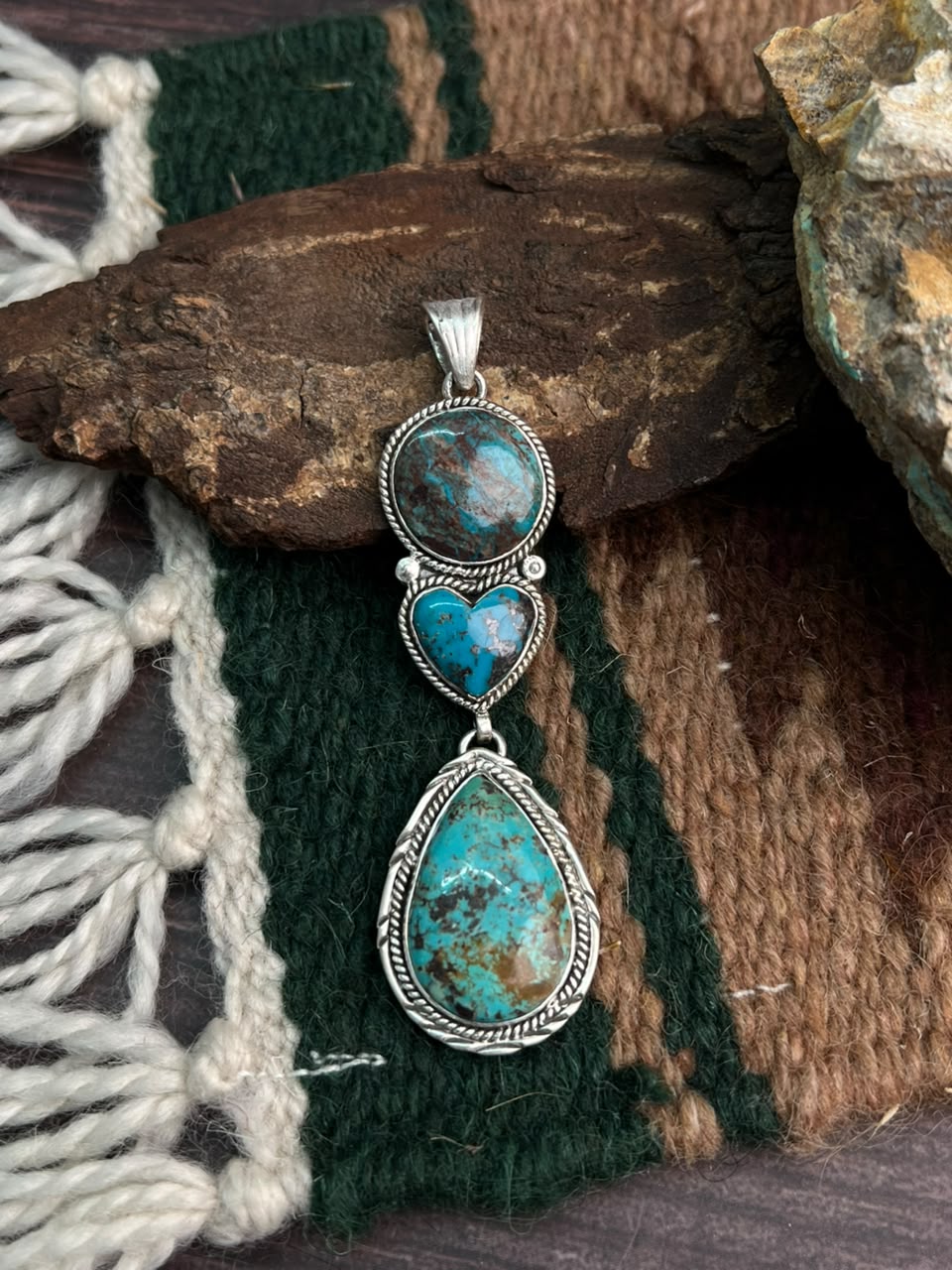 Handmade Sterling Silver Crimson Cowgirl Turquoise Collection: Pendant Signed Nizhoni