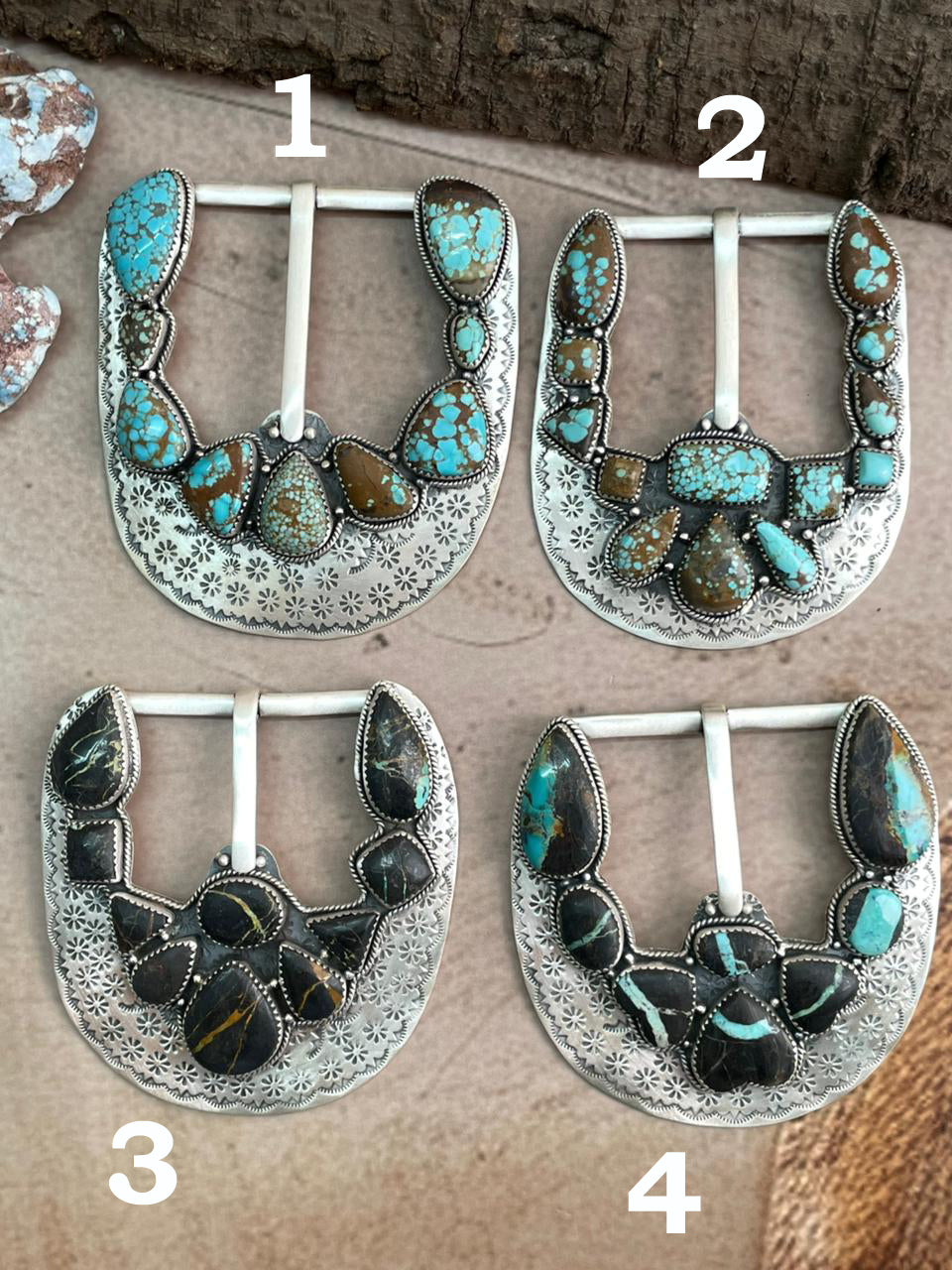 Handmade Sterling Silver Number 8 Turquoise, Black Jack Buckle with Signed Nizhoni (8)