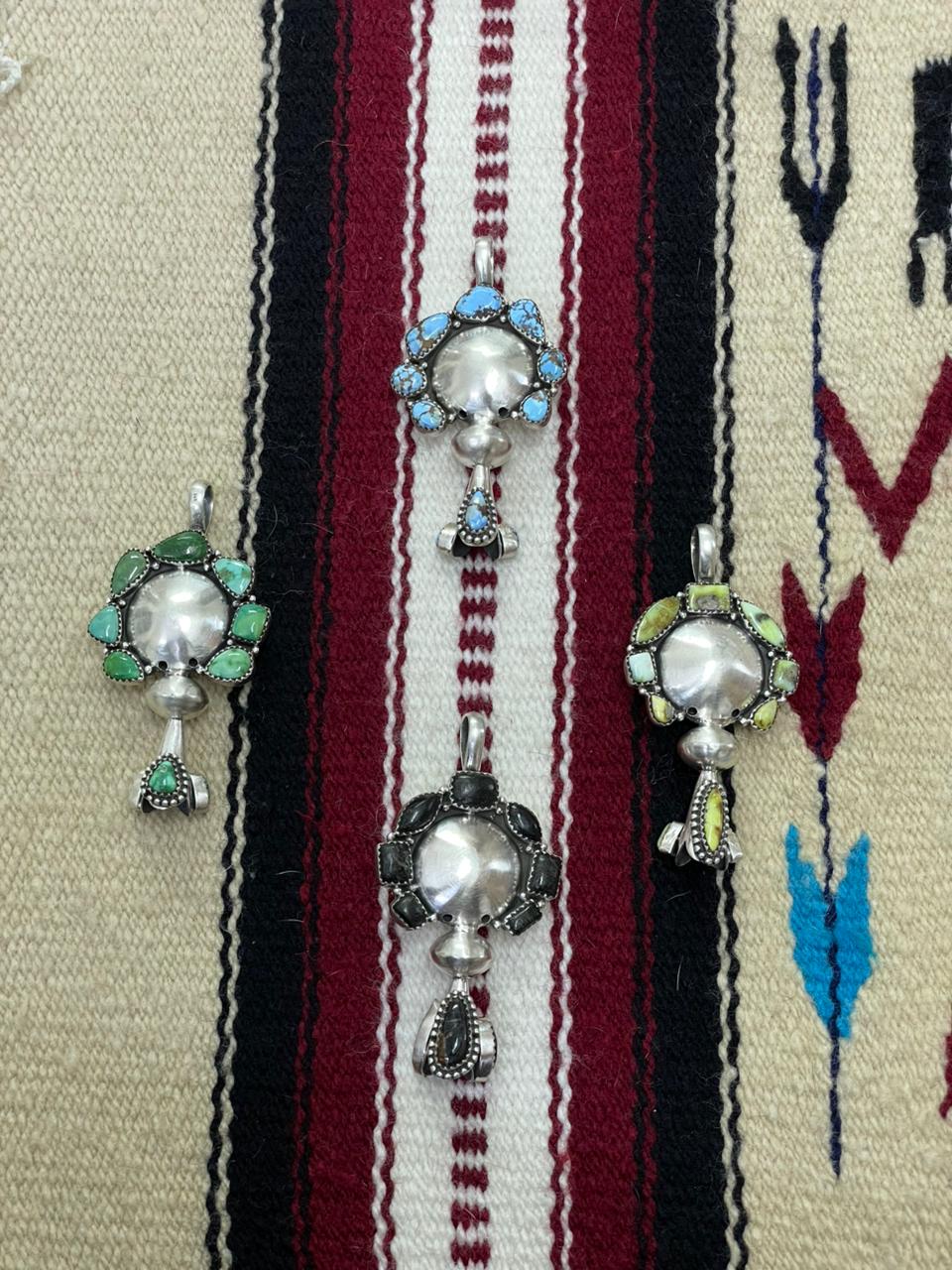 Handmade Sterling Silver Multi Stone Pendant "Signed Nizhoni"