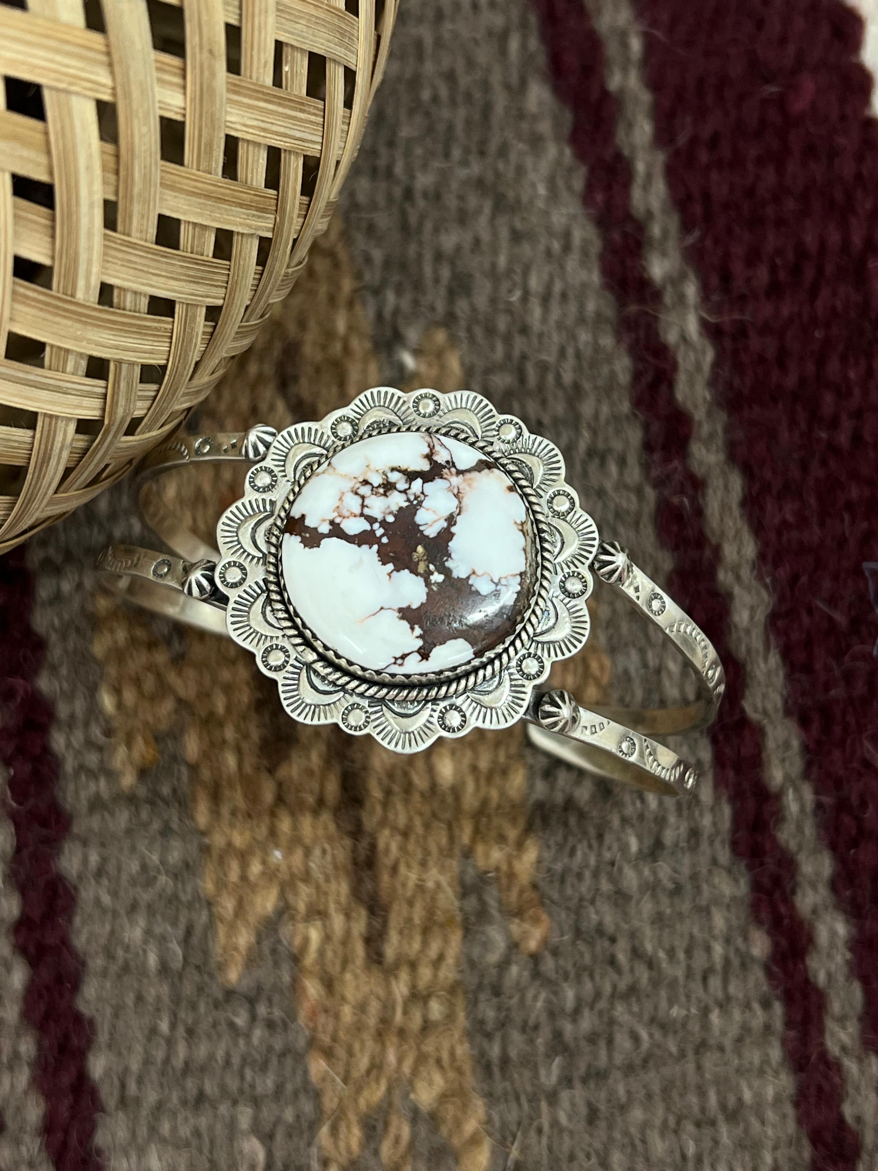 Handmade Sterling Silver Wild Horse Cuff Bracelet with Signed Nizhoni (5)