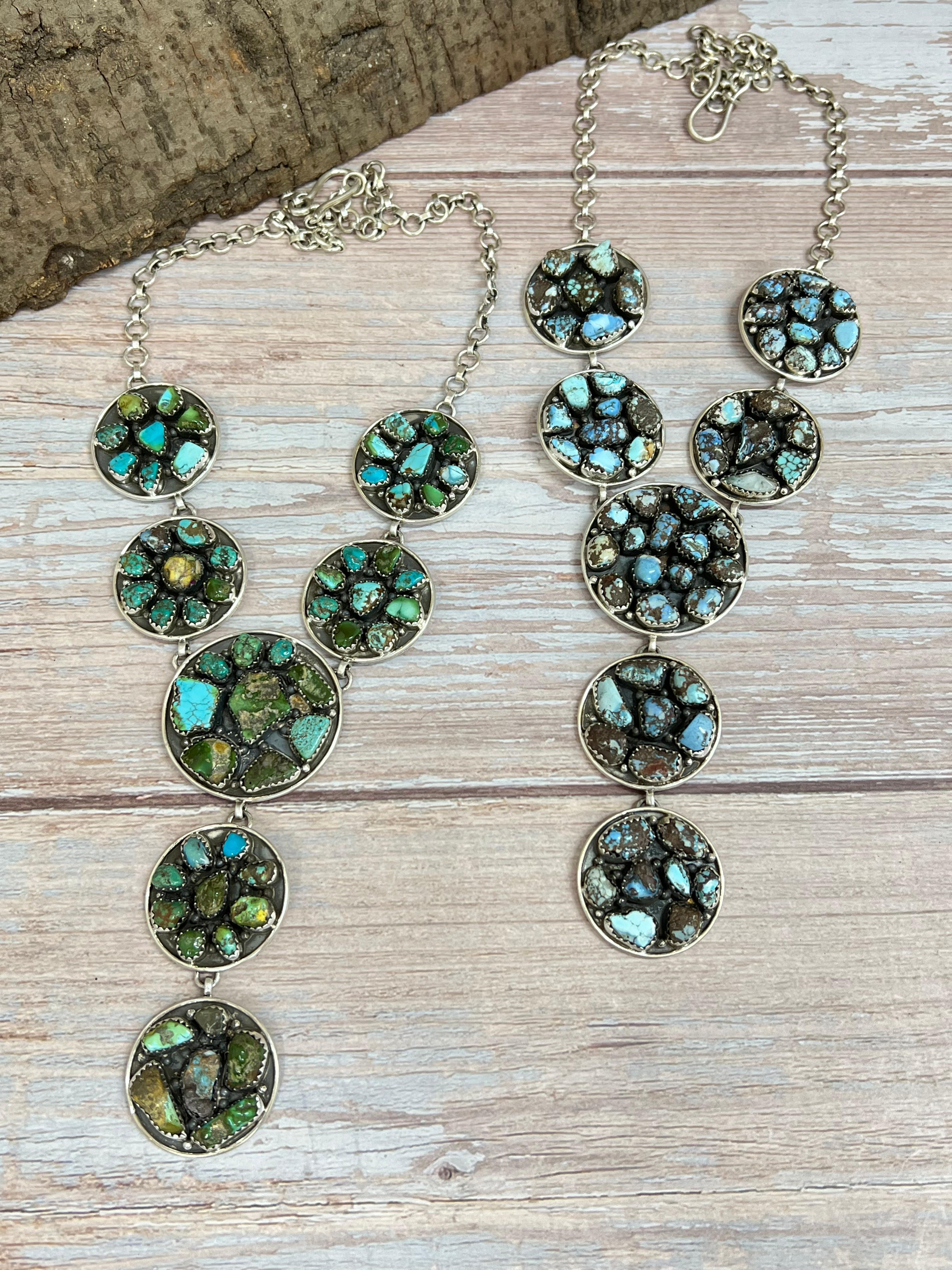 Handmade Sterling Silver Golden Hill Turquoise, Sonoran Mountain Turquoise Necklace, Signed Nizhoni