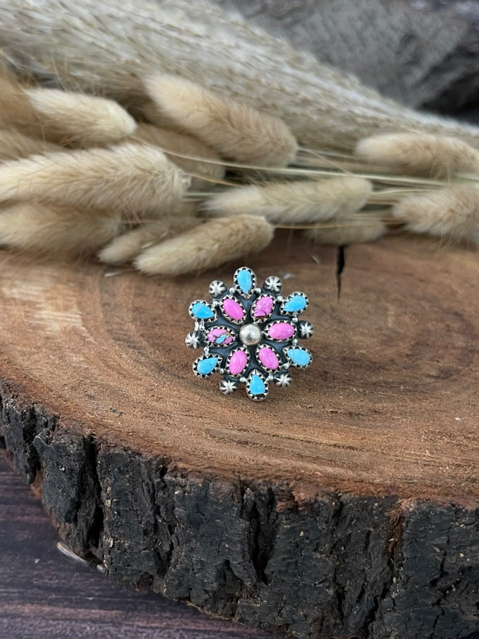 Handmade Sterling Silver Cotton Candy Adjustable Ring Signed Nizhoni