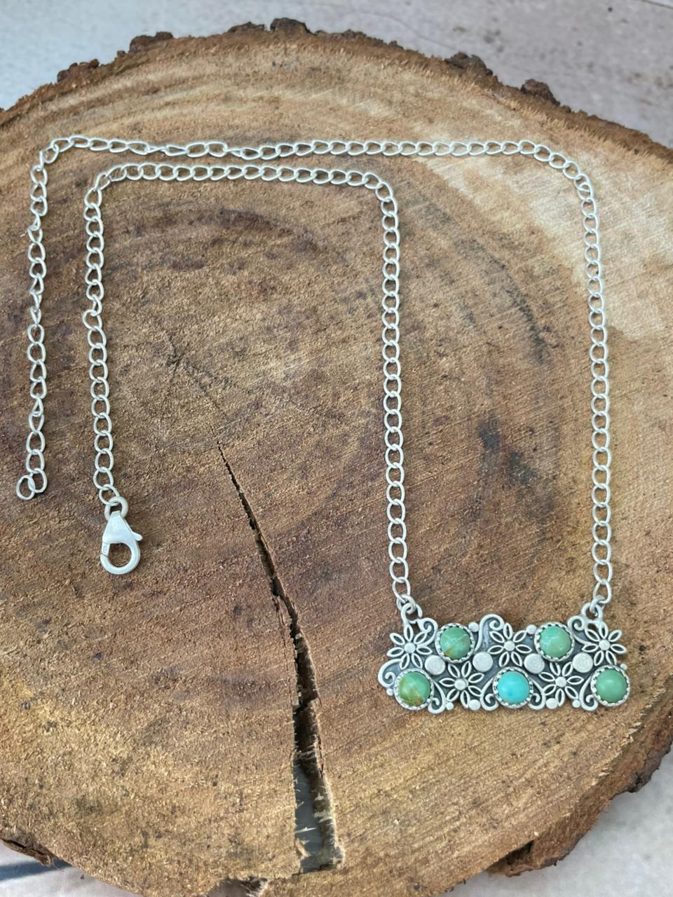 Handmade Sterling Silver Kingman Turquoise Necklace "Signed Nizhoni"