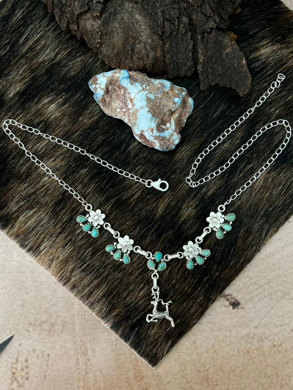 Handmade Sterling Silver Kingman Turquoise Necklace "Signed Nizhoni"