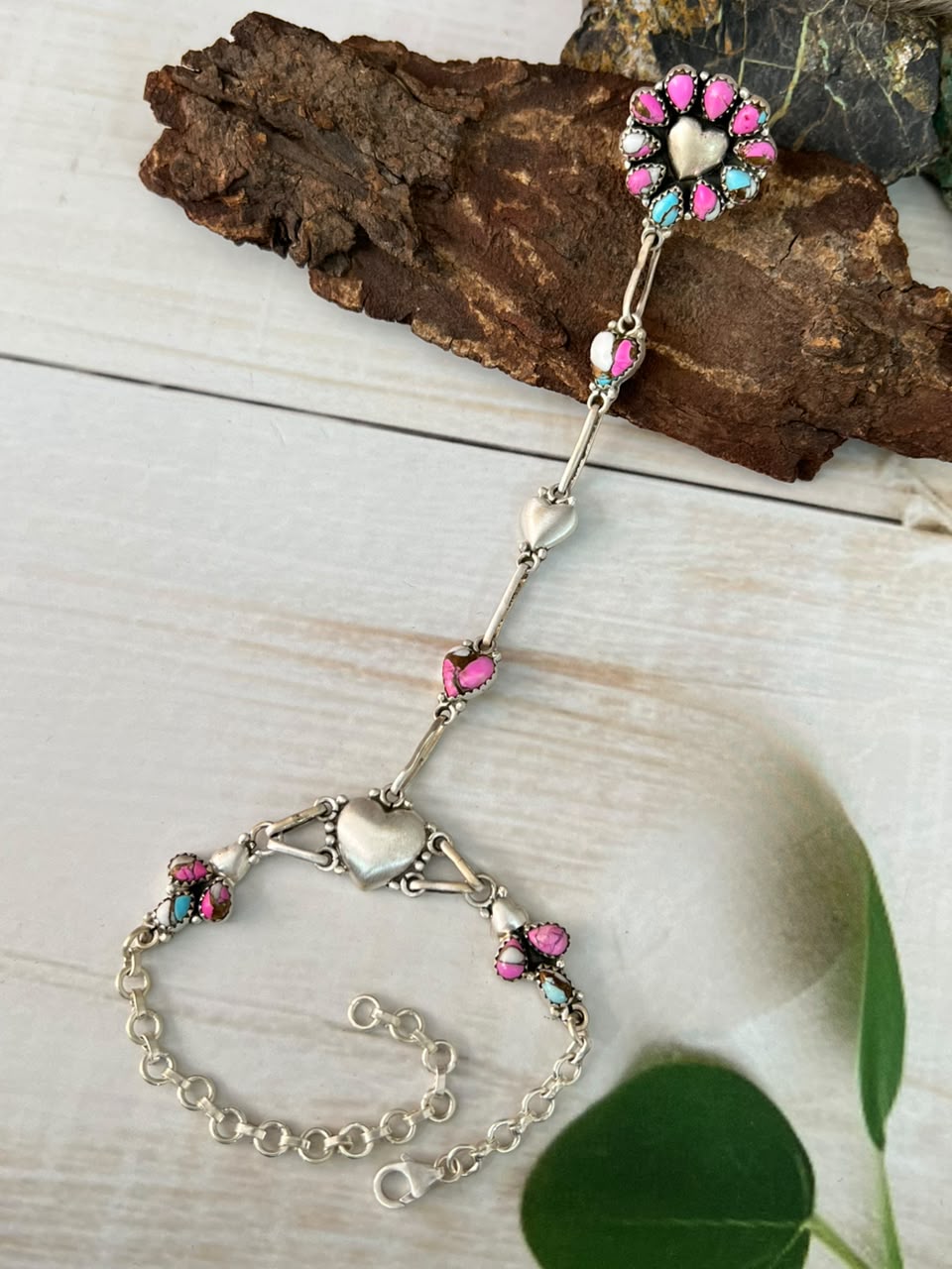 Handmade Sterling Silver Cotton Candy Heart Collection: Hand Harness Signed Nizhoni