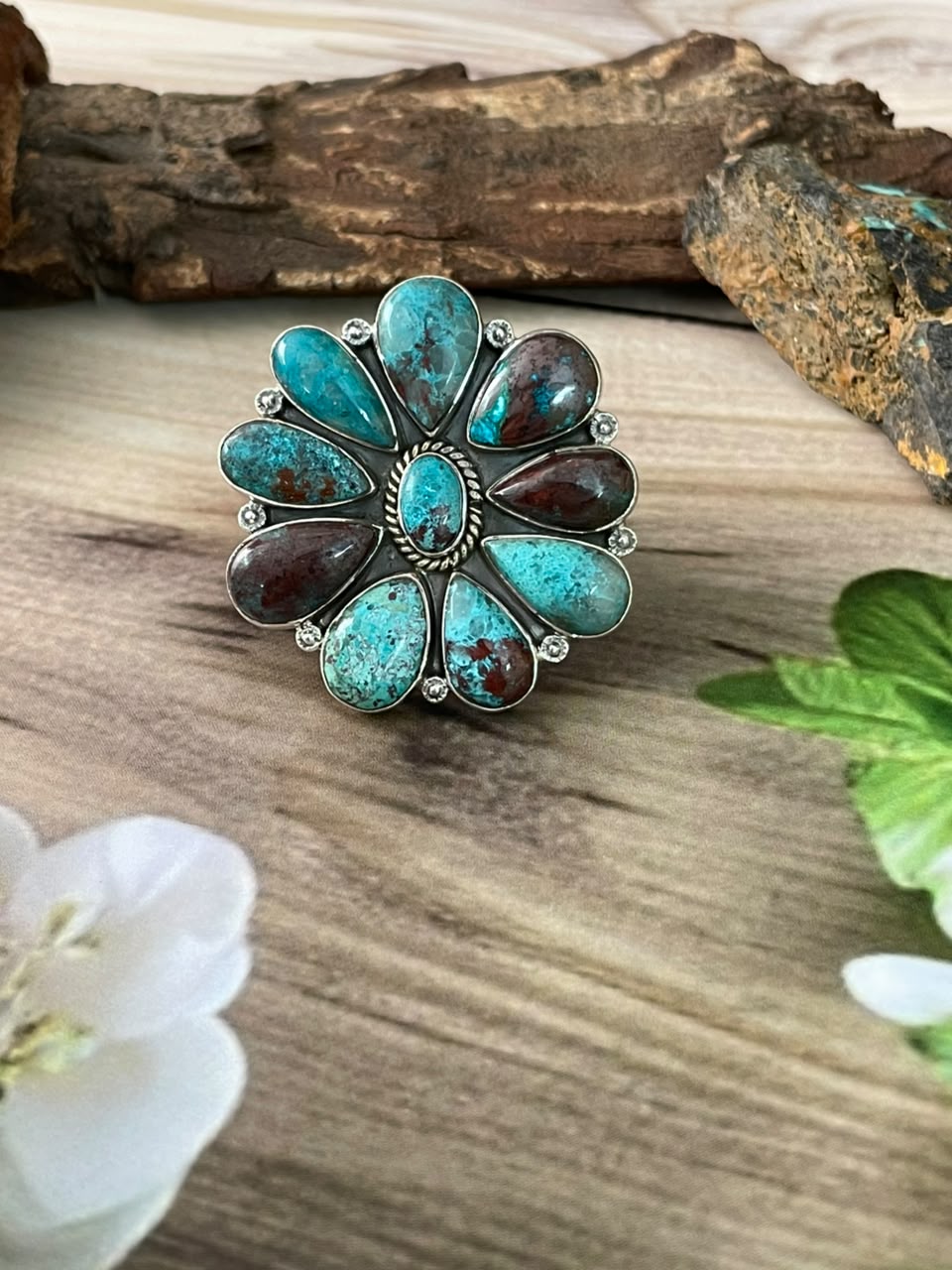 Handmade Sterling Silver Gem Silica Collection: Adjustable Ring Signed Nizhoni