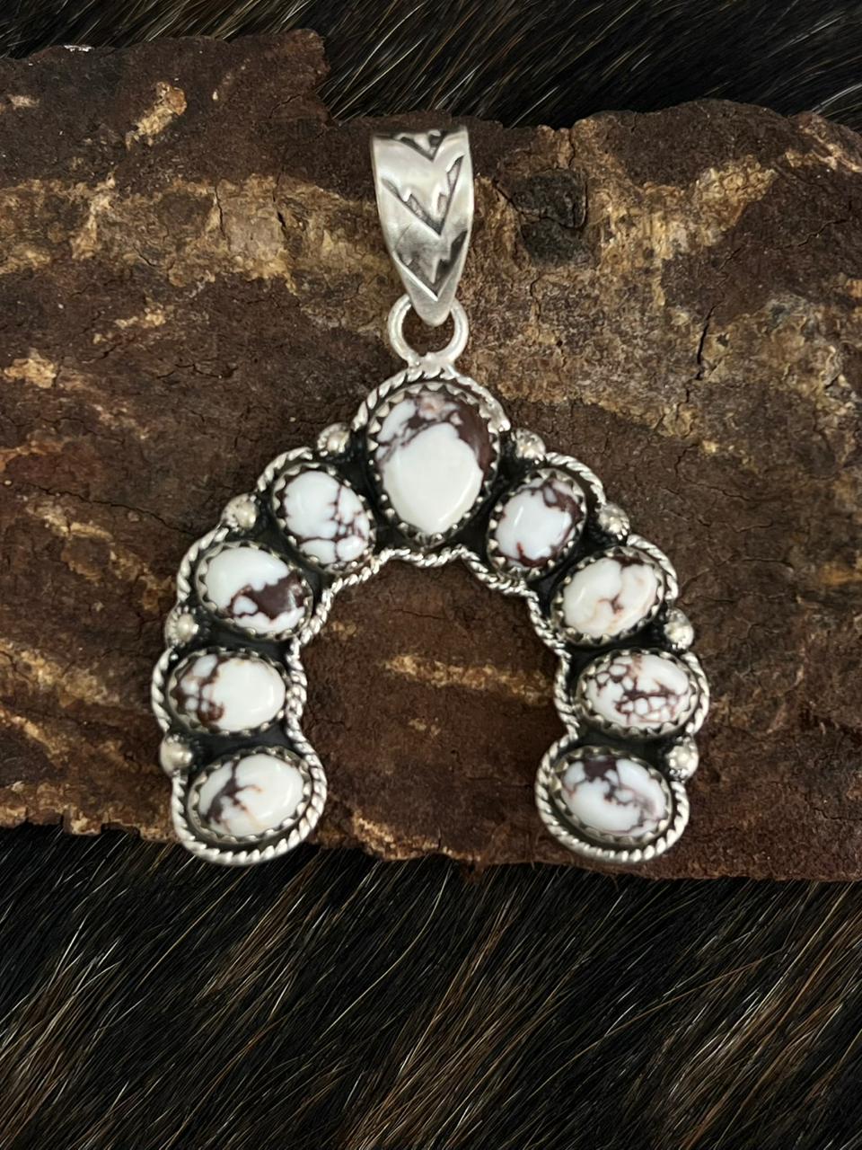 Handmade Sterling Silver Wildhorse Magnesite Pendant "Signed Nizhoni"