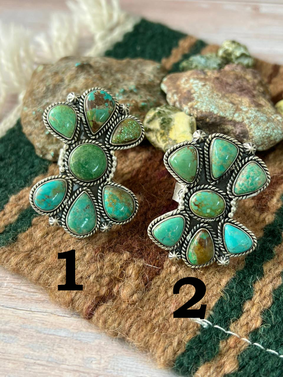 Handmade Sterling Silver Mantis Turquoise Adjustable Ring With Signed Nizhoni