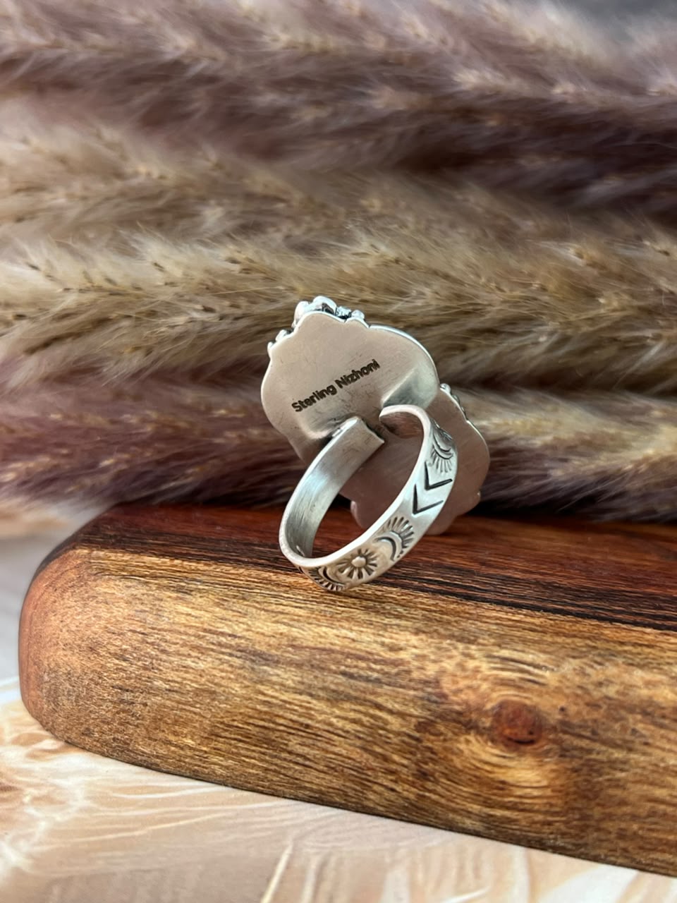 Handmade Sterling Silver Royston Turquoise Adjustable Ring Signed Nizhoni (9)