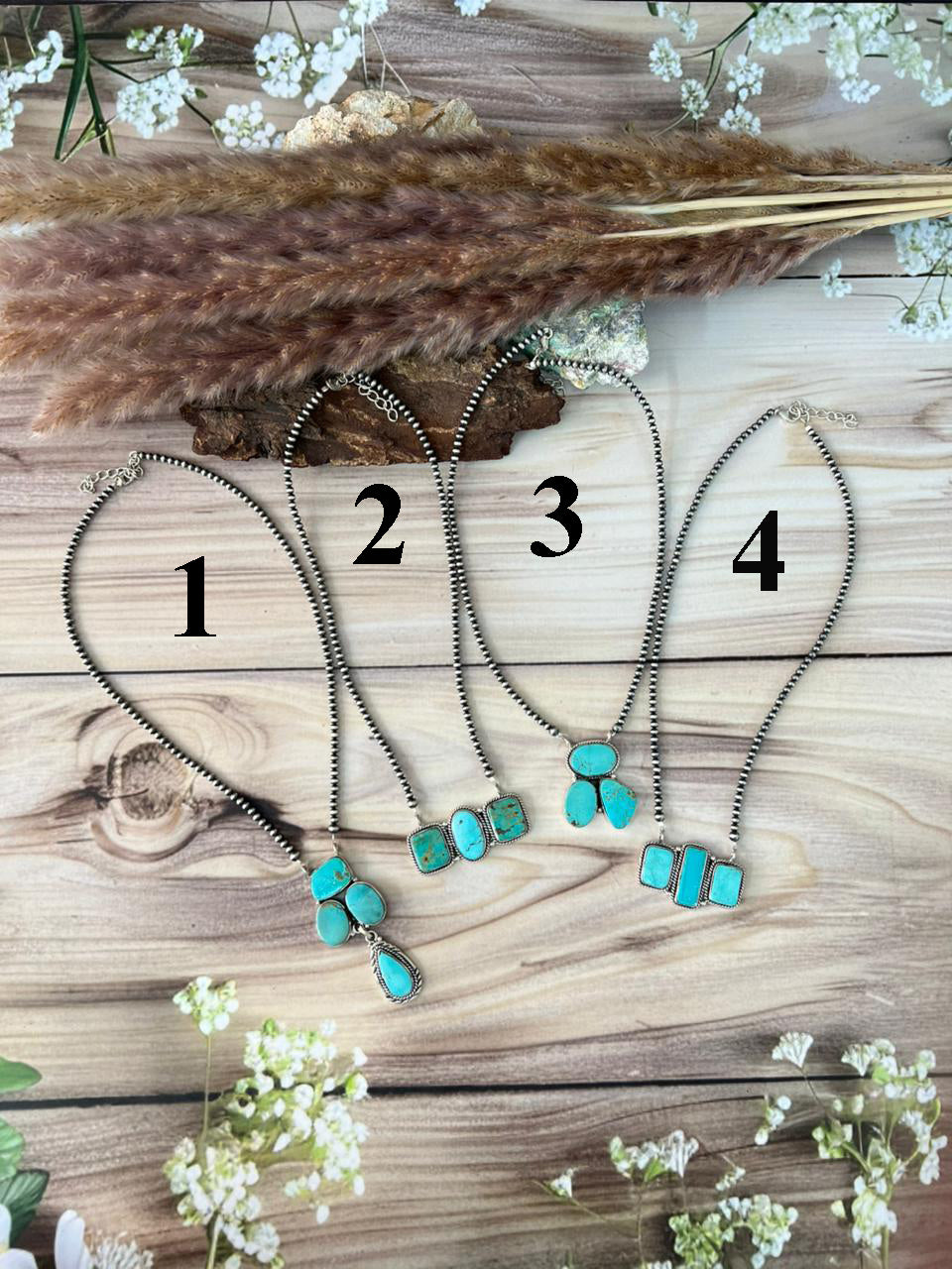 Handmade Sterling Silver Green Kingman Turquoise Collection: Beaded Necklace Signed Nizhoni