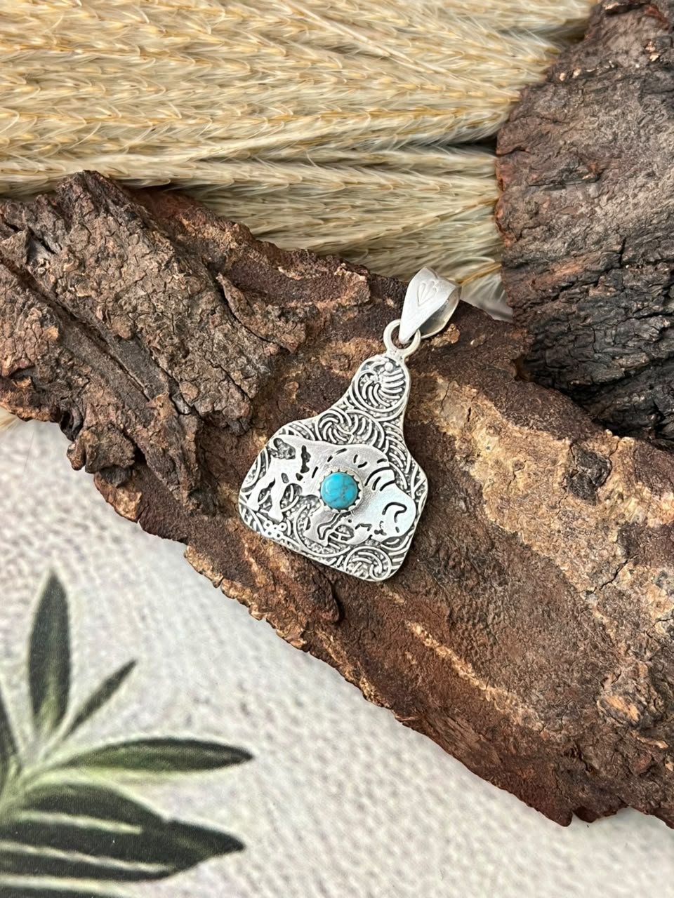 Handmade Sterling Silver Kingman Turquoise Pendant Signed Nizhoni