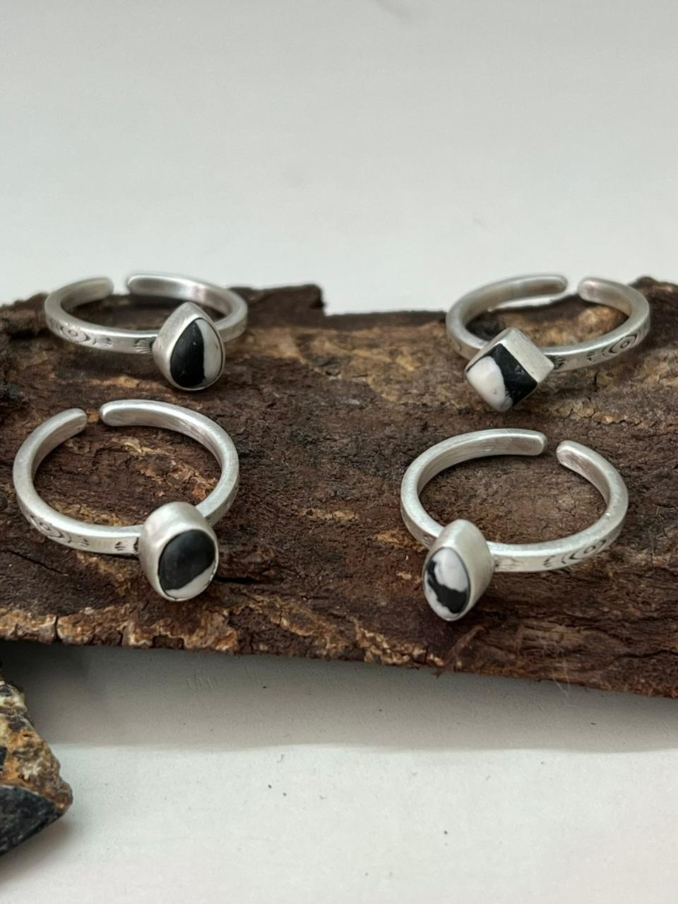 Handmade Sterling Silver White Buffalo Adjustable Ring "Signed Nizhoni"