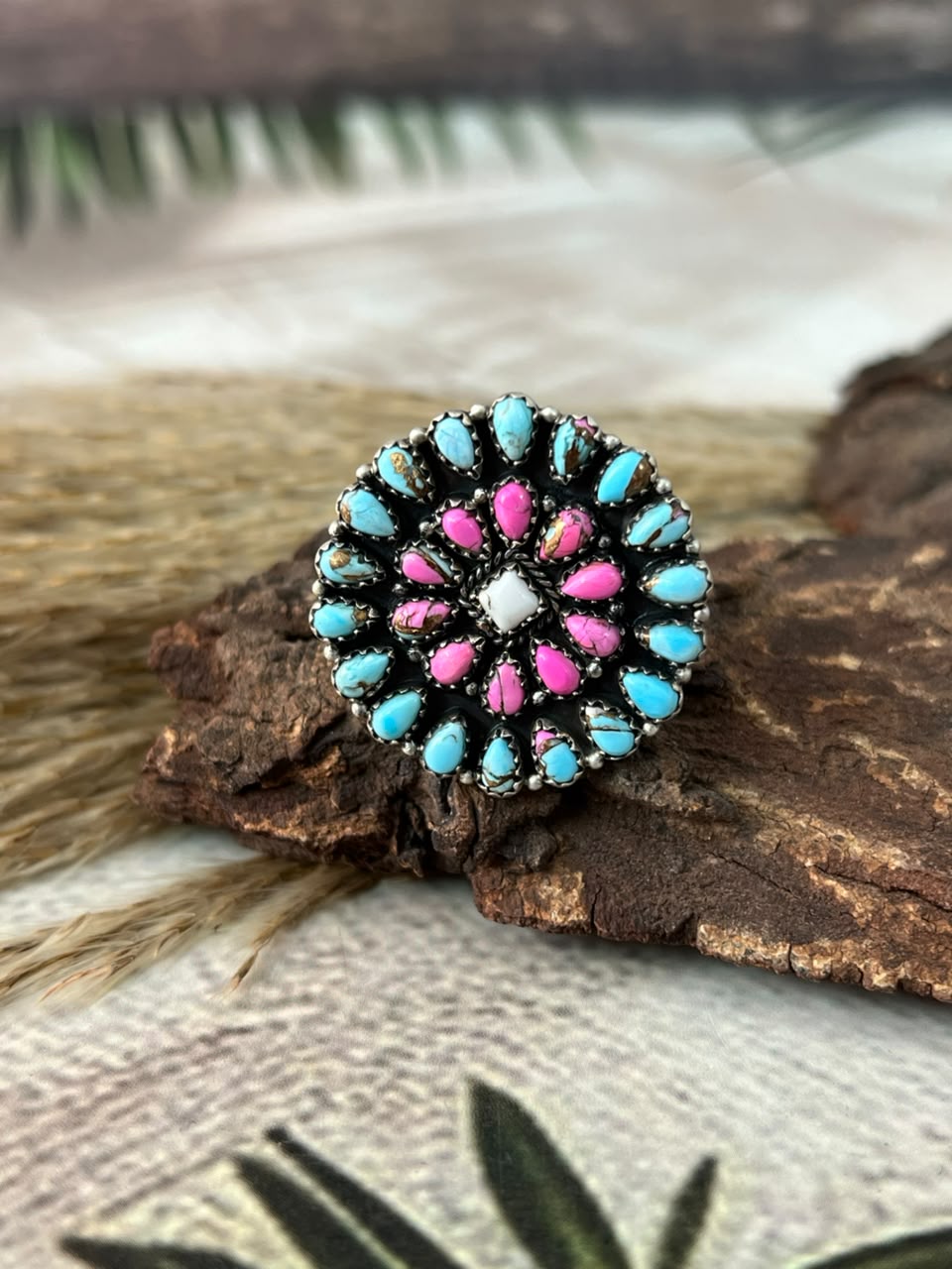 Handmade Sterling Silver Cotton Candy Adjustable Ring Signed Nizhoni