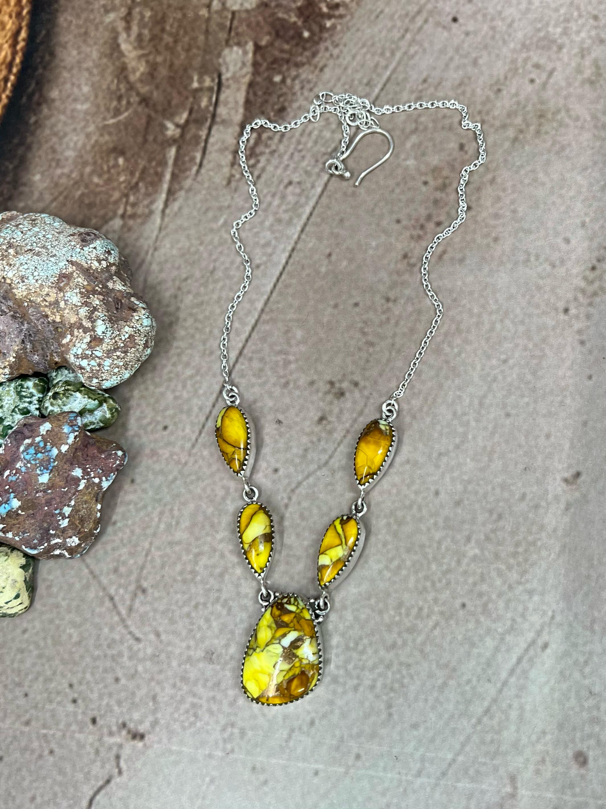 Handmade Sterling Silver Honey Dahlia Necklace with Signed Nizhoni (4)