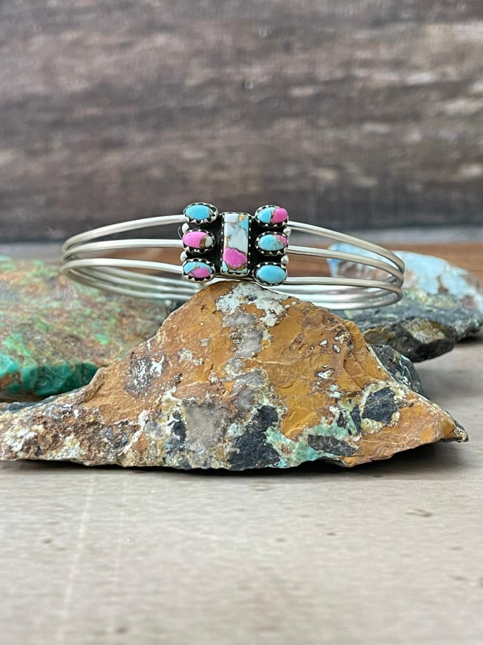 Handmade Sterling Silver Cotton Candy Cuff Bracelet "Signed Nizhoni"