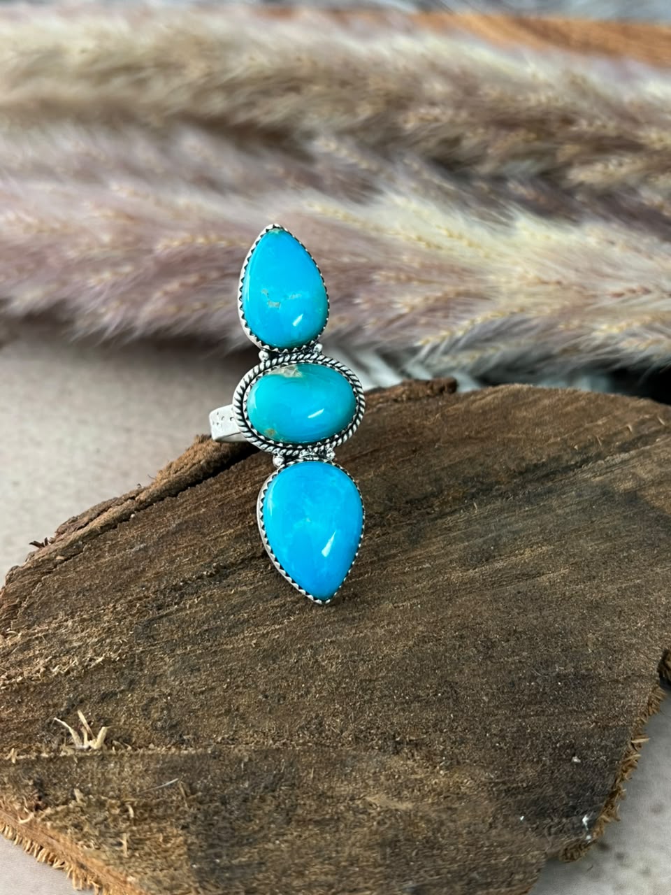 Handmade Sterling Silver Hardy Pit Collection: Adjustable Ring Signed Nizhoni