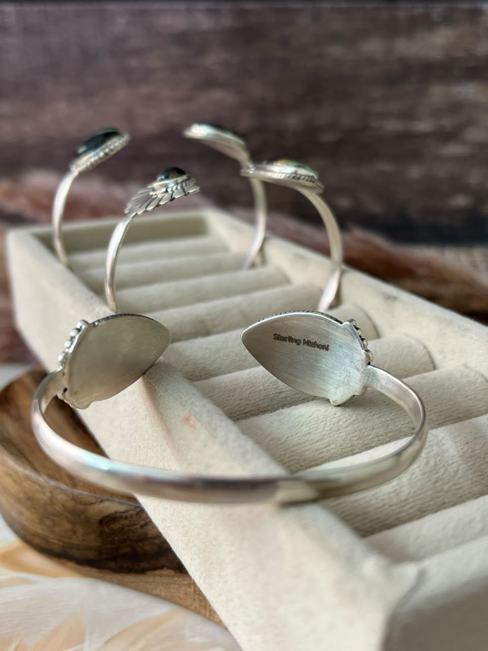 Handmade Sterling Silver Blackjack Turquoise Collection: Cuff Bracelet Signed Nizhoni