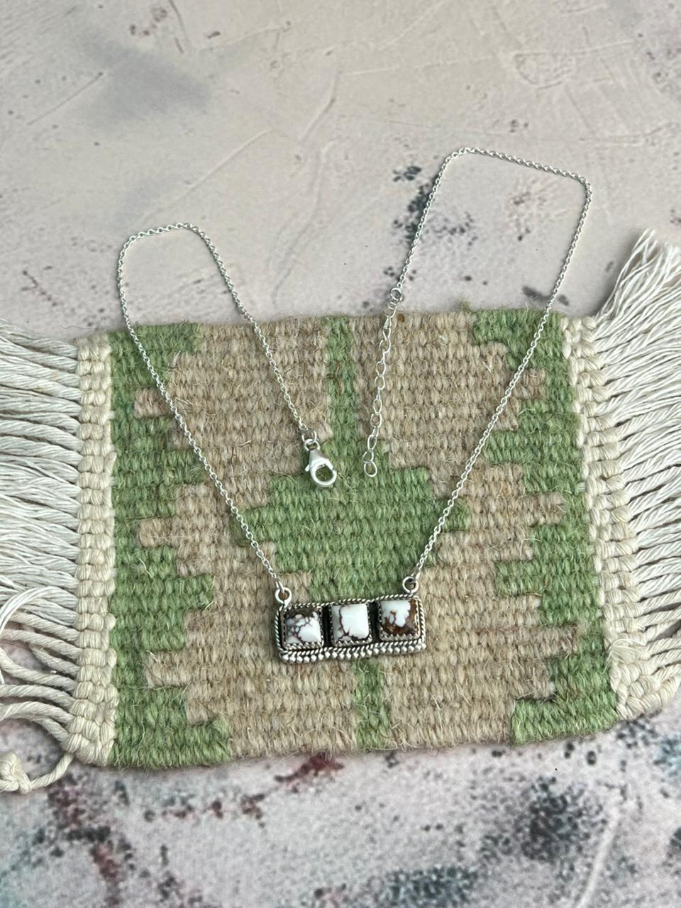 Handmade Sterling Silver Wildhorse Magnesite Necklace "Signed Nizhoni"