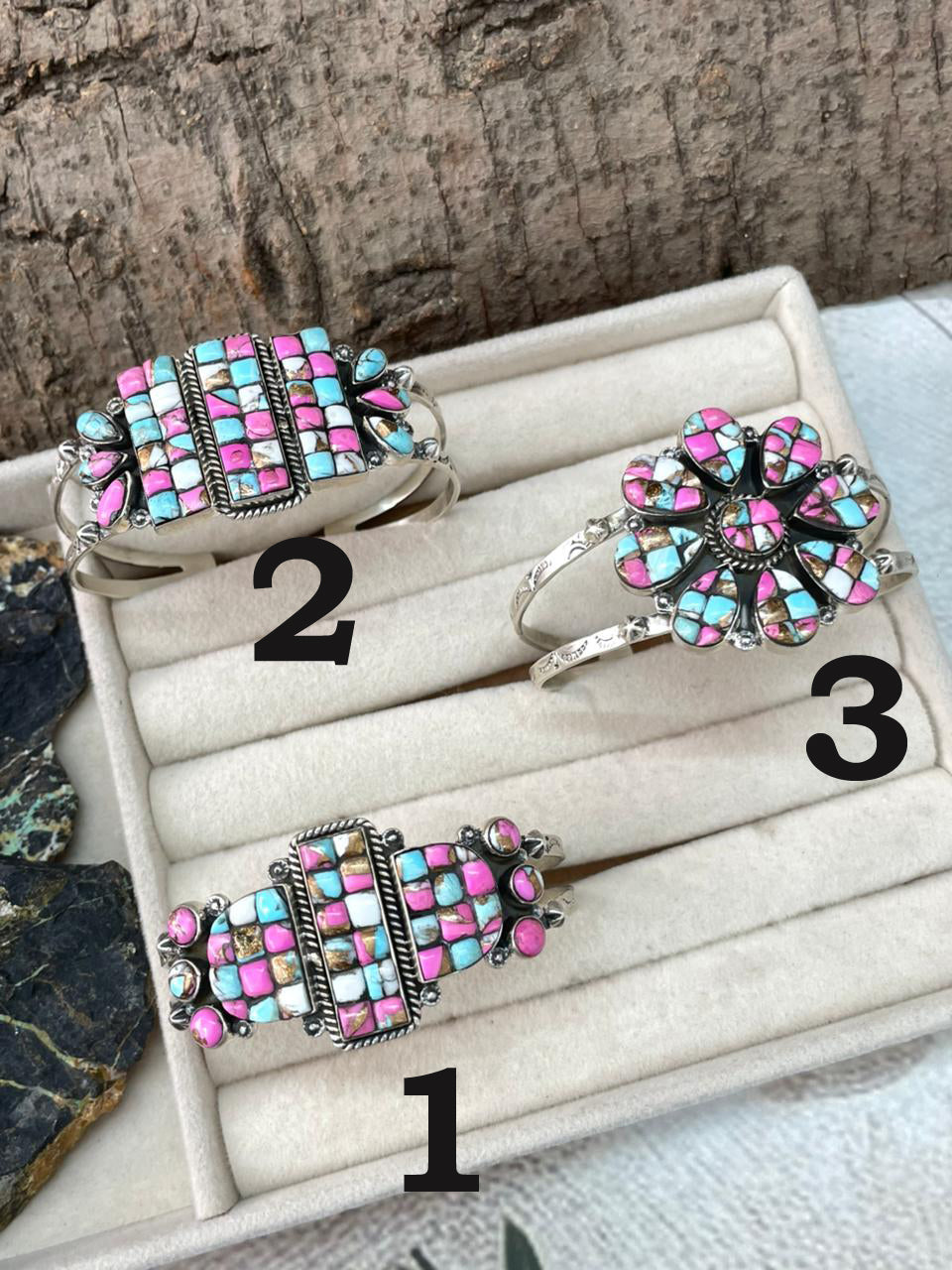 Handmade Sterling Silver Cotton Candy Cuff Bracelet "Signed Nizhoni"