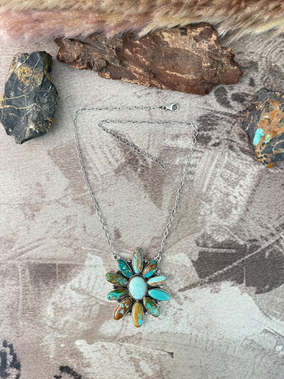 Handmade Sterling Silver Royston Turquoise Necklace Signed Nizhoni