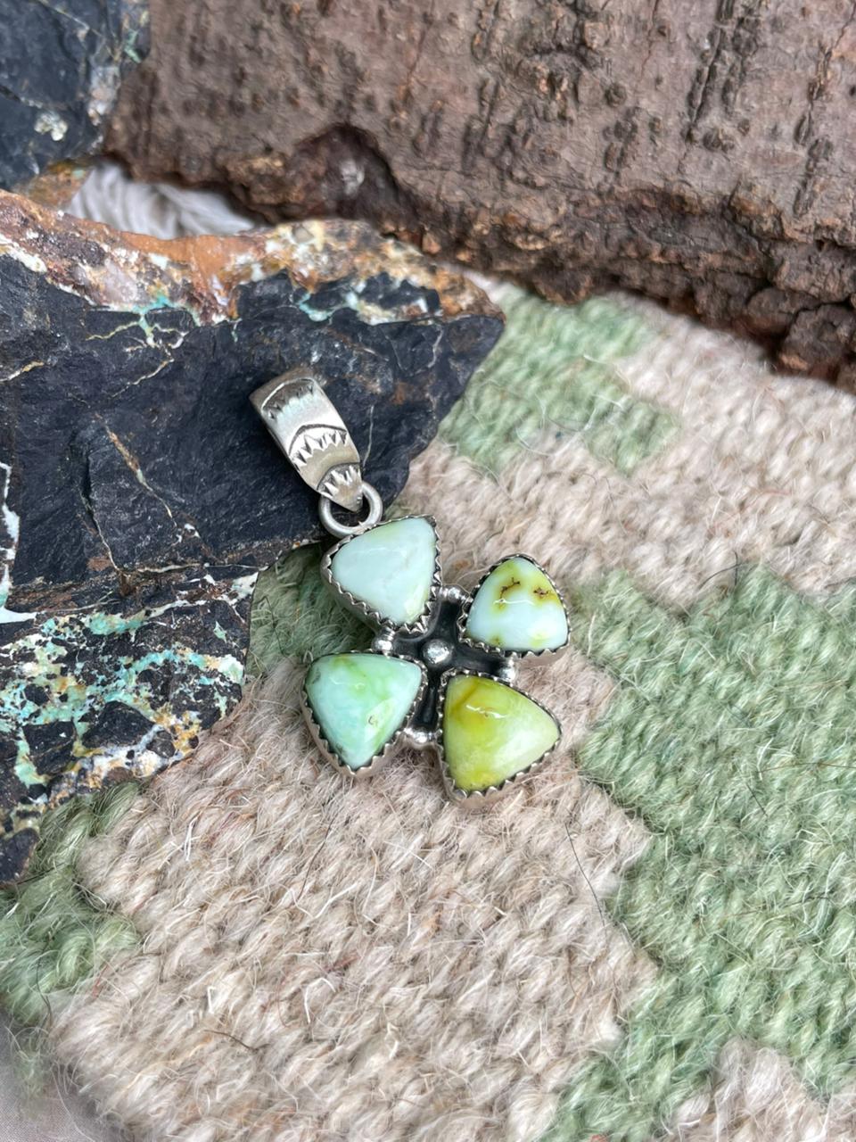 Handmade Sterling Silver Palomino Turquoise Pendant "Signed Nizhoni"