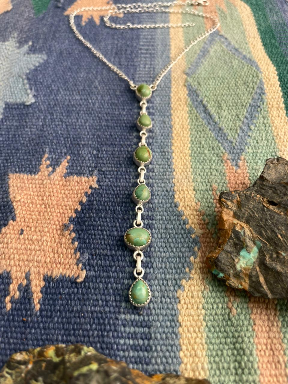 Handmade Sterling Silver Kingman Turquoise Necklace "Signed Nizhoni"