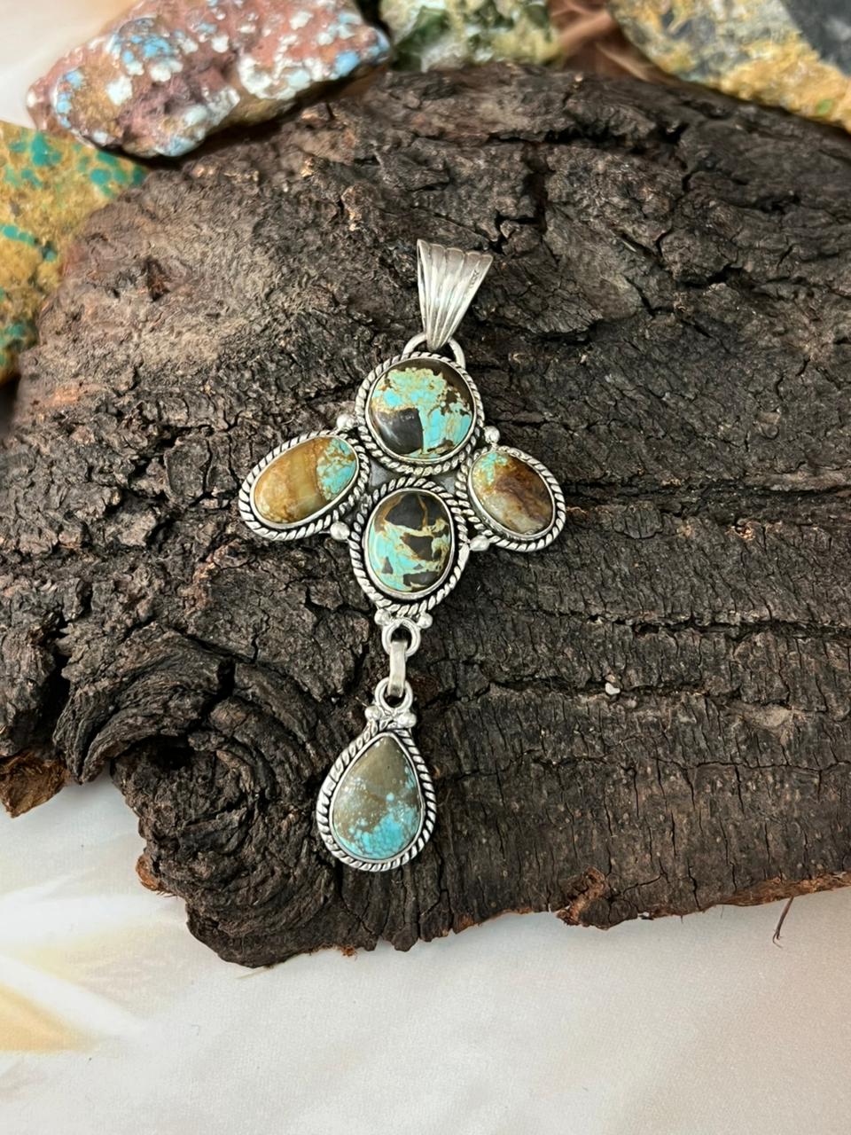 Handmade Sterling Silver Number 8 Turquoise Pendant "Signed Nizhoni"