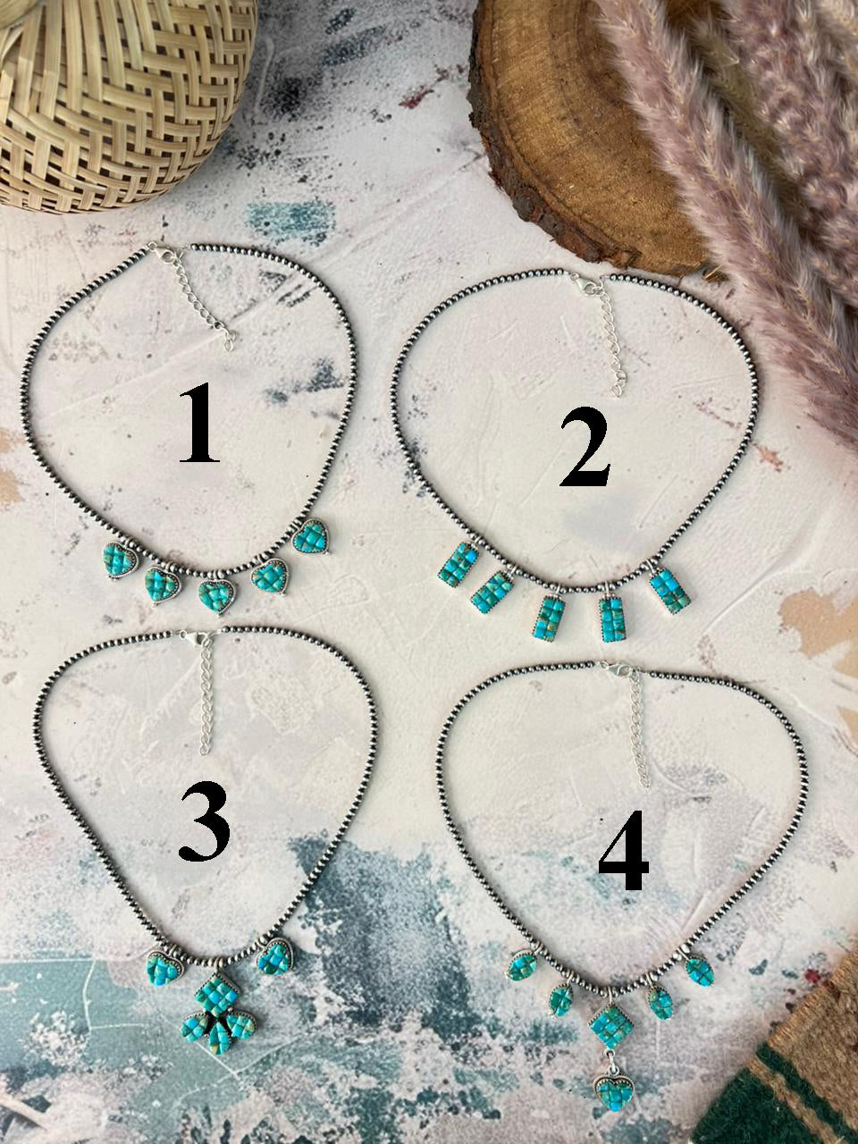 Handmade Sterling Silver Kingman Turquoise Cobble Stone Necklace Beaded Signed Nizhoni