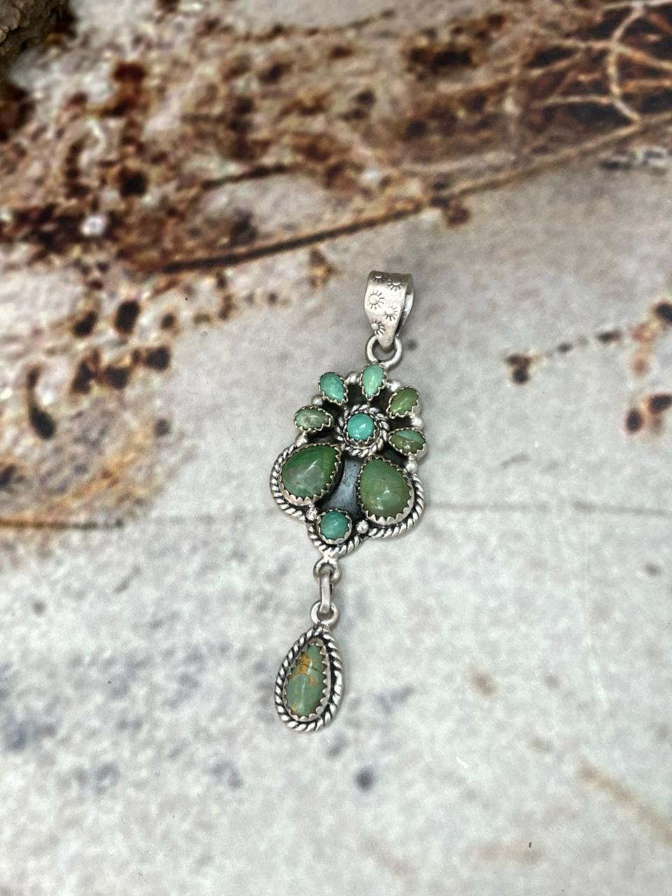 Handmade Sterling Silver Kingman Turquoise Pendant "Signed Nizhoni"