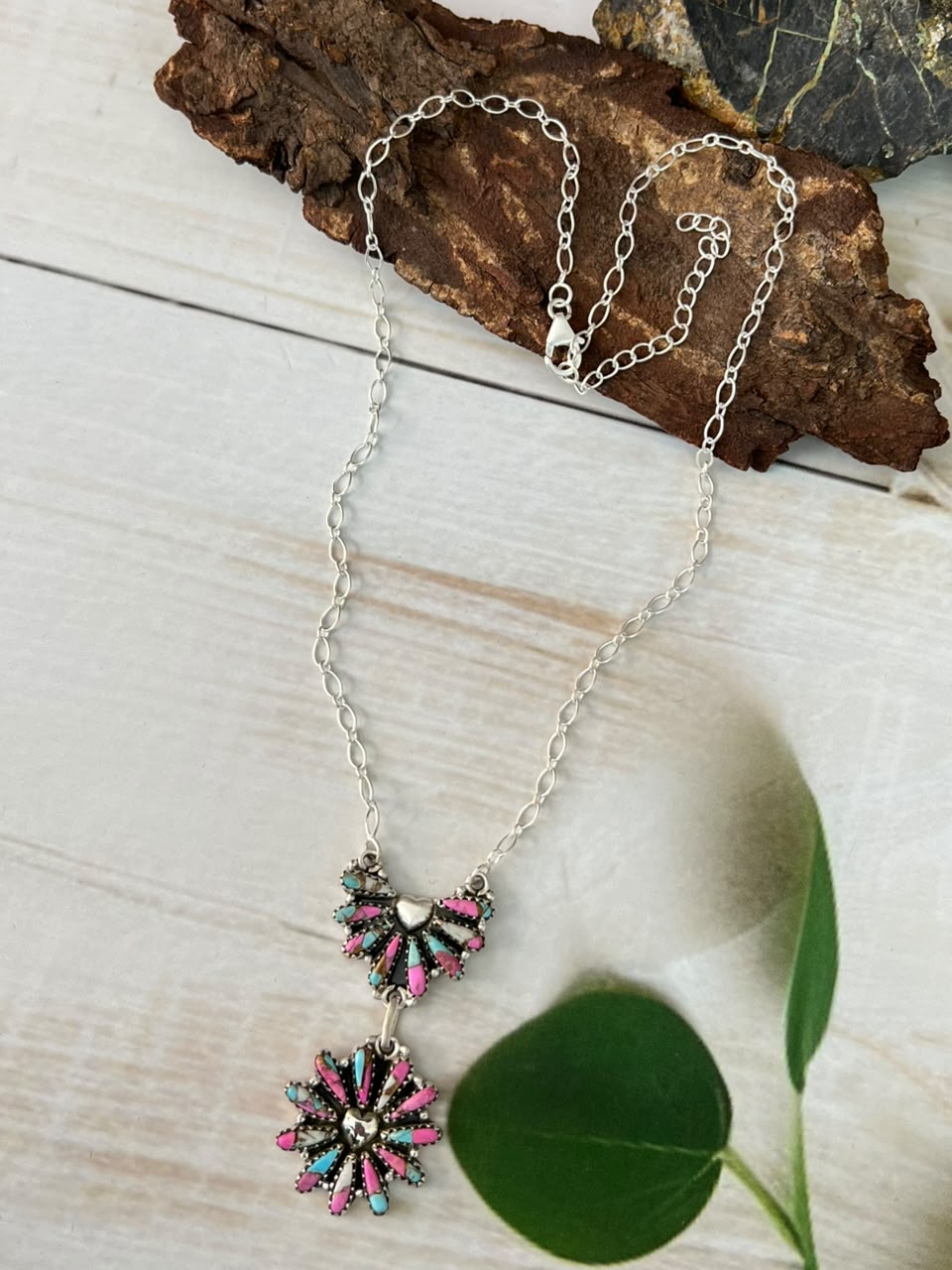 Handmade Sterling Silver Cotton Candy Heart Collection: Necklace Signed Nizhoni (2)