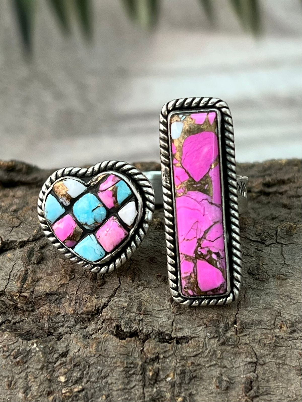 Handmade Sterling Silver Cotton Candy Adjustable Ring "Signed Nizhoni"