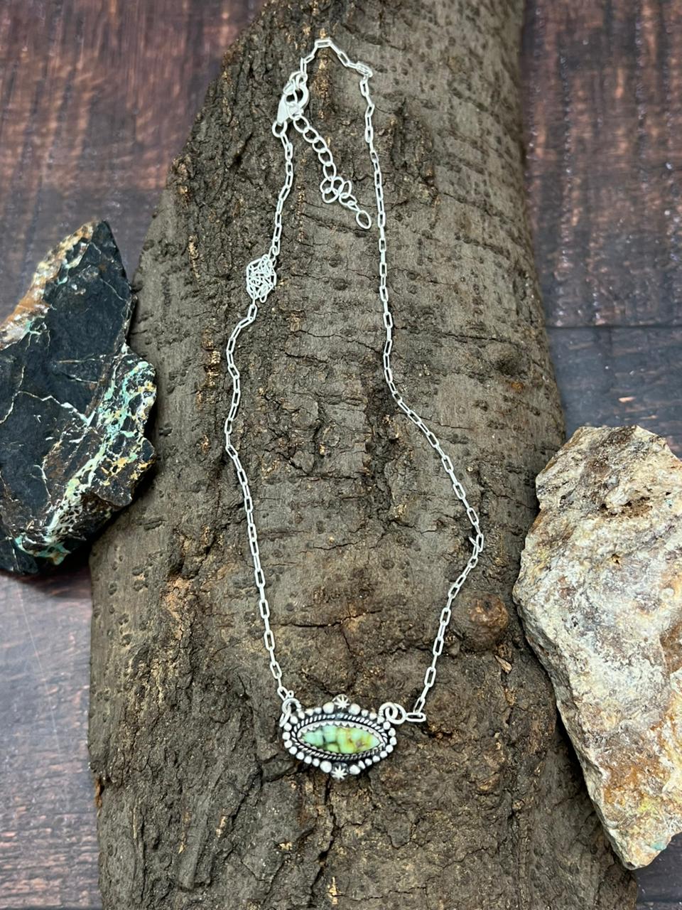 Handmade Sterling Silver Palomino Turquoise Necklace "Signed Nizhoni"