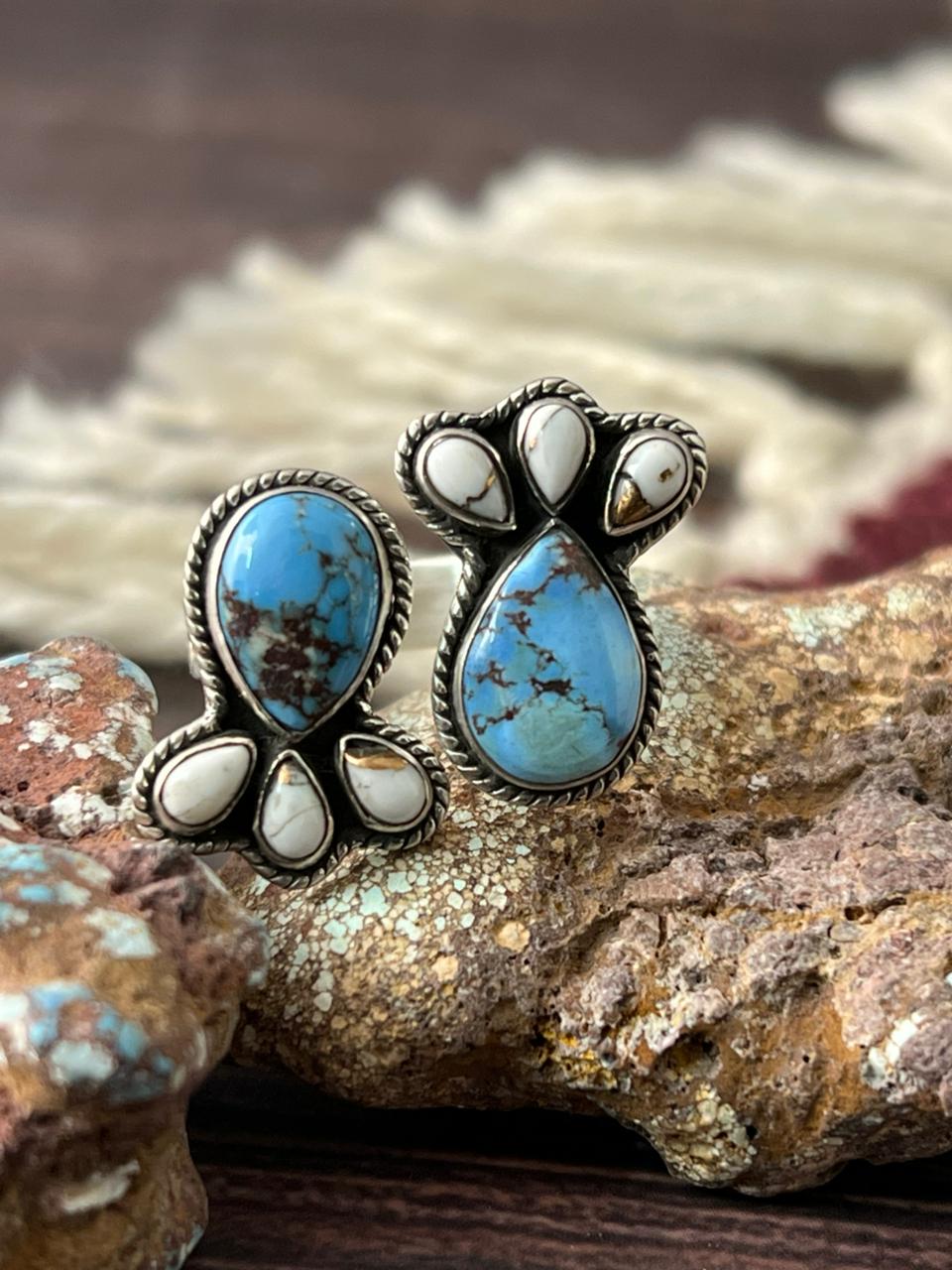 Handmade Sterling Silver Golden Hills with White Collection Adjustable Ring "Signed Nizhoni"