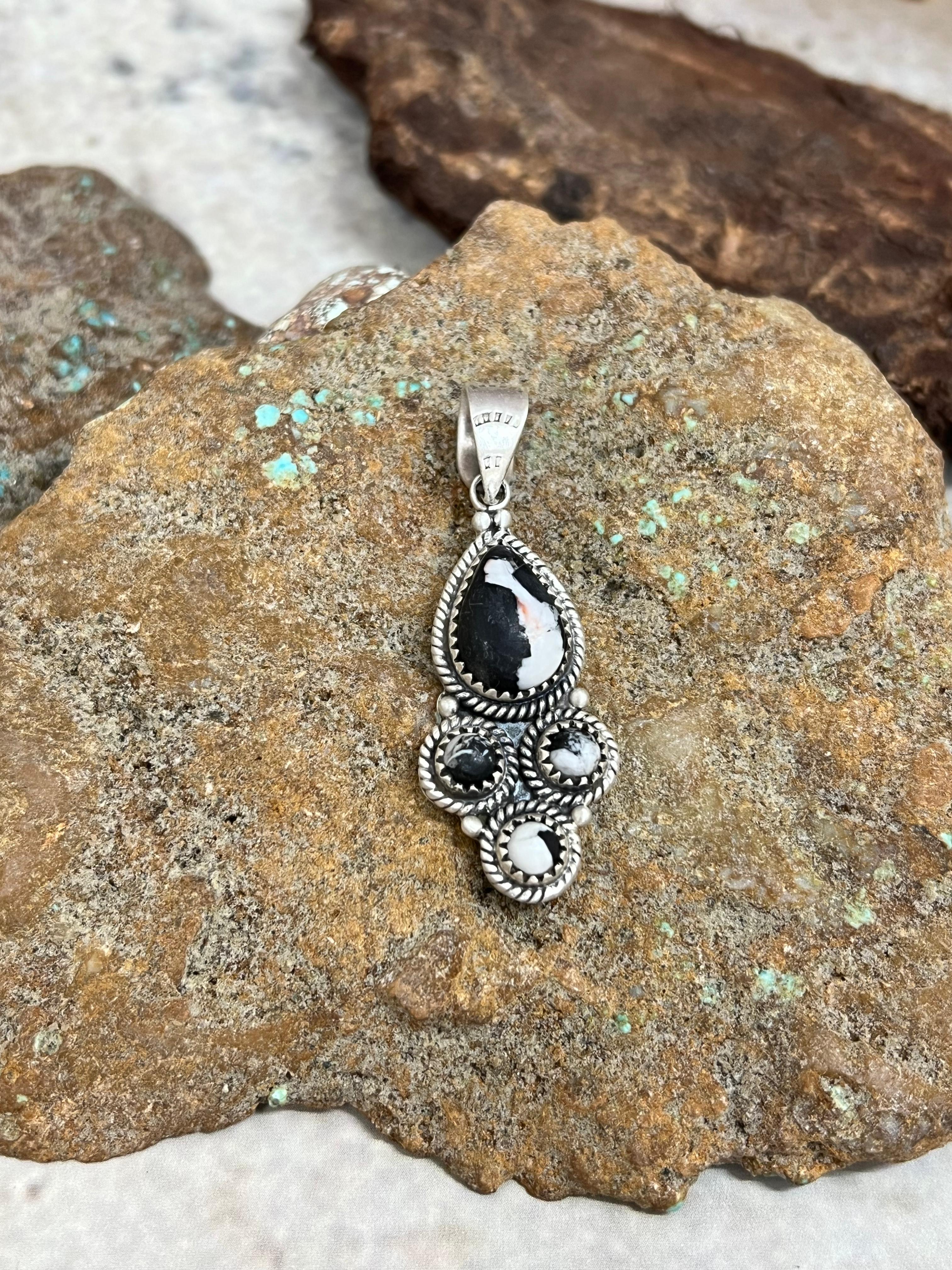 Handmade Sterling Silver White Buffalo Pendant Signed Nizhoni