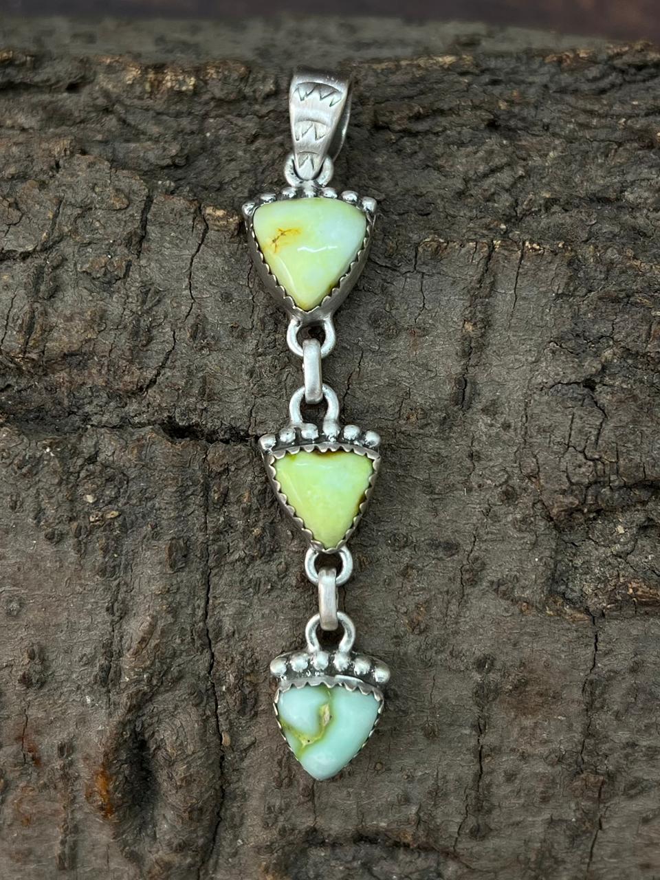 Handmade Sterling Silver Palomino Turquoise Pendant "Signed Nizhoni"