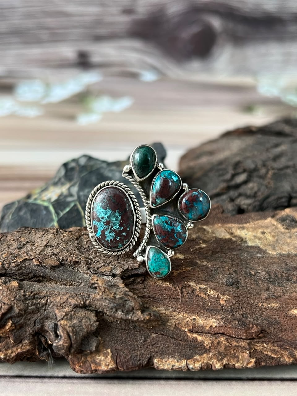 Handmade Sterling Silver Gem Silica Collection: Adjustable Ring Signed Nizhoni