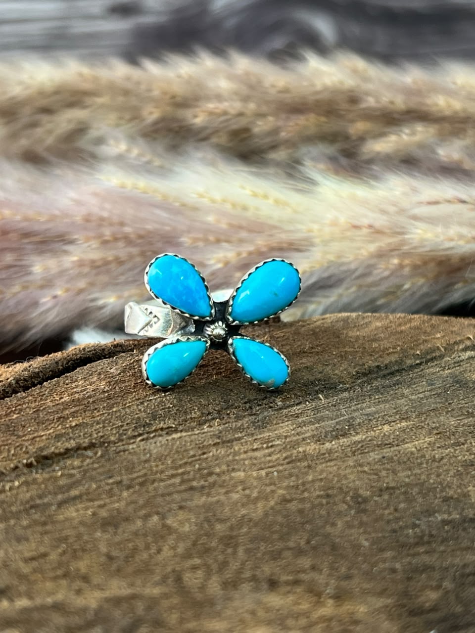 Handmade Sterling Silver Hardy Pit Collection: Adjustable Ring Signed Nizhoni