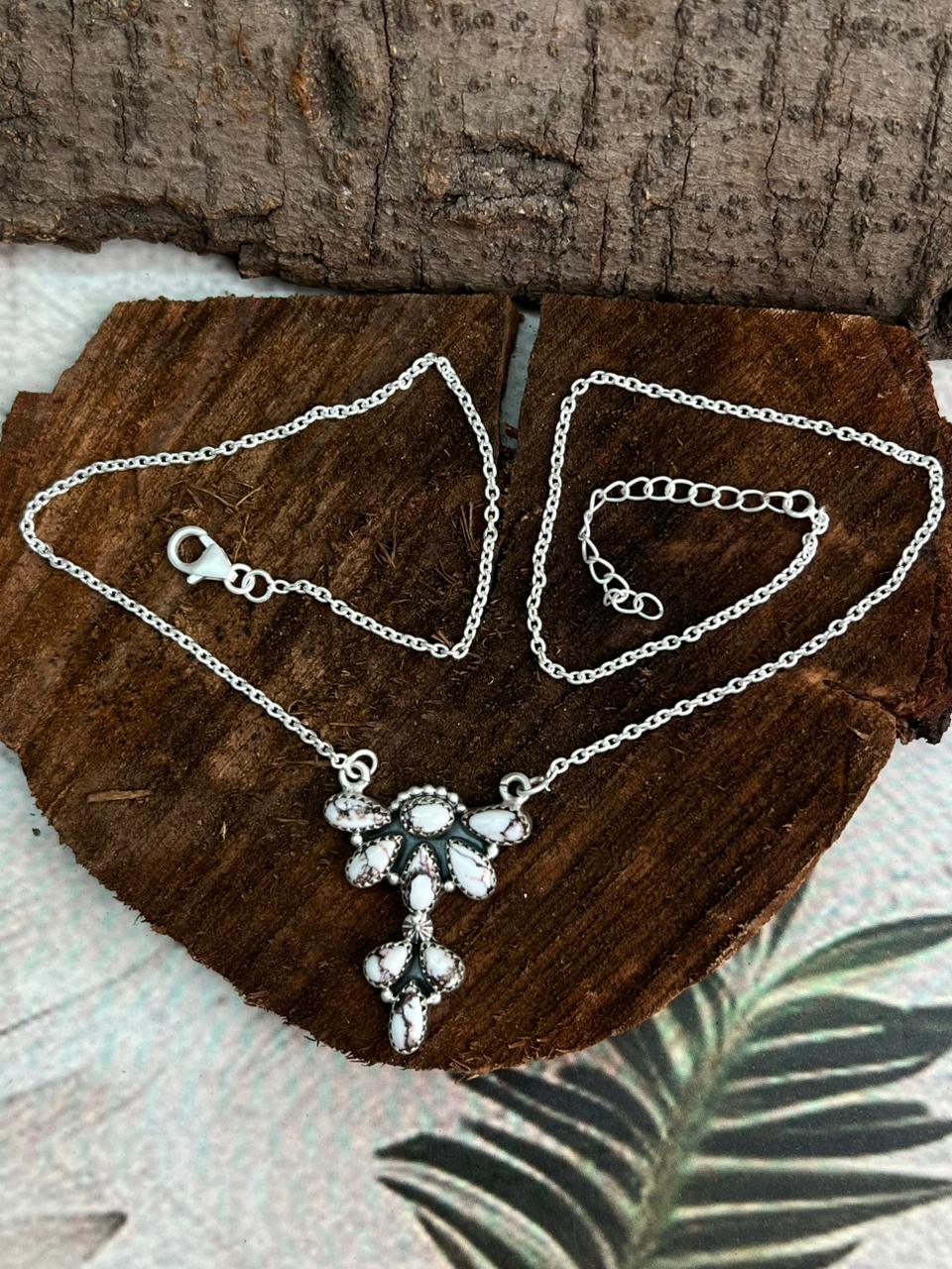 Handmade Sterling Silver Wildhorse Magnesite Necklace "Signed Nizhoni"