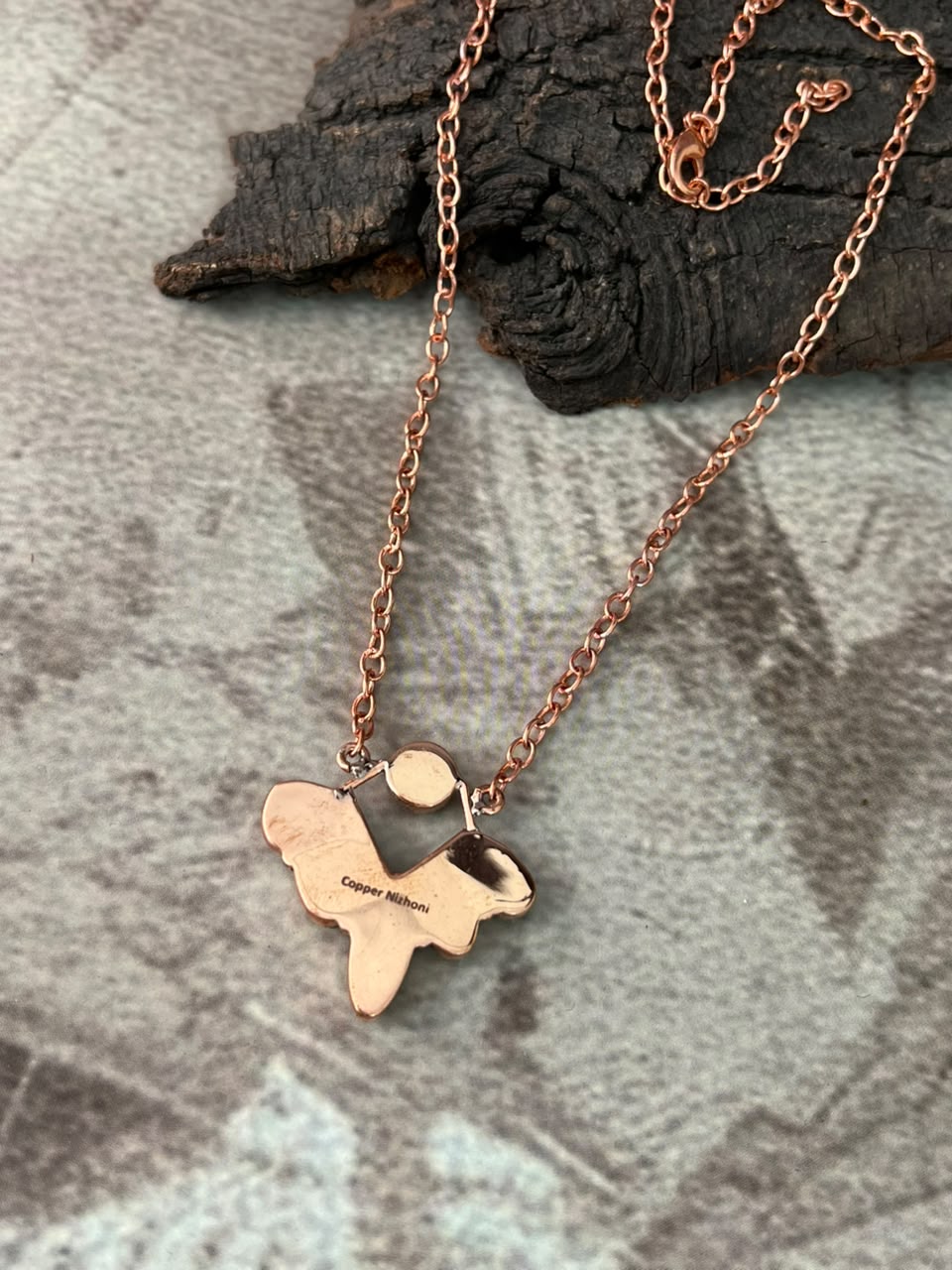 Handmade Palomino Turquoise Copper Collection: Necklace Signed Nizhoni